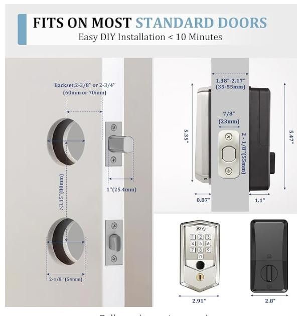NBDN Nobrandedon Keyless Entry Door Lock, Fingerprint Deadbolt & Auto-Lock Size ONE SIZE - 6 Thumbnail