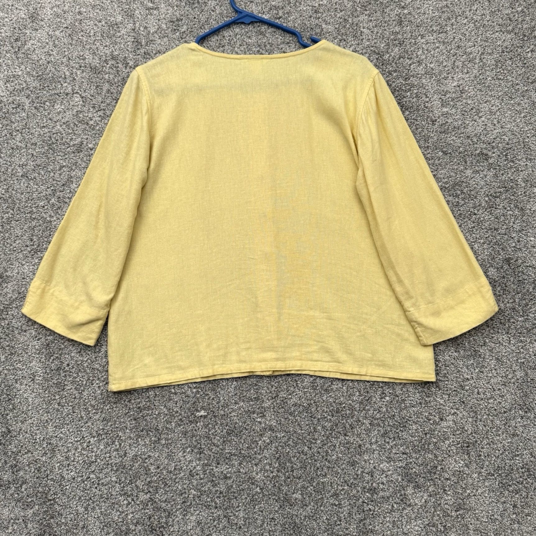 Vintage Christopher & Banks Blouse Women Small Button-Up Boxy 2010s Linen Rayon Yellow Round Neck Long Sleeve casual Lightweight Size S / US 4 / IT 40 - 6 Thumbnail