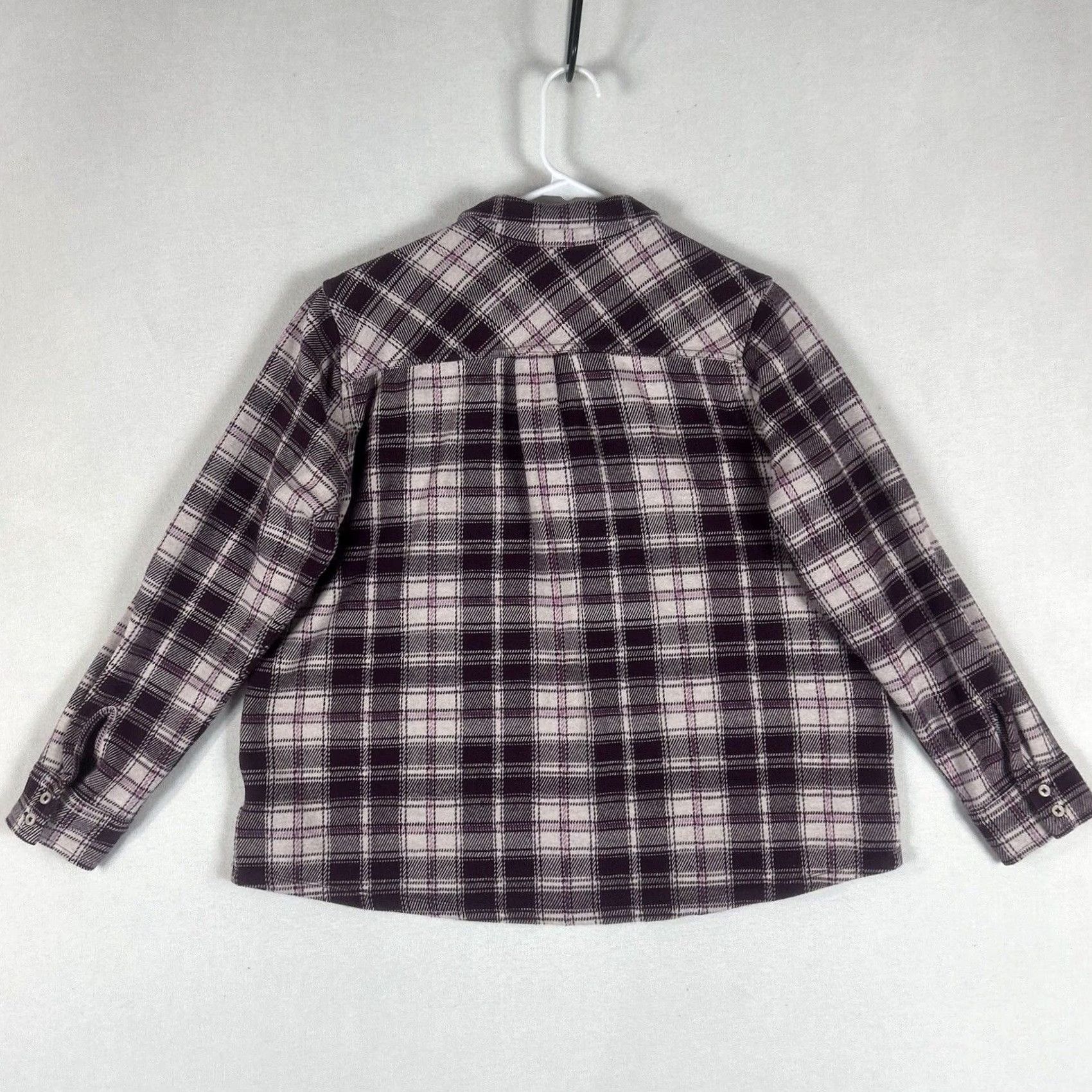 Lands' End Lands' End Flannel Shirt Women's L Red Plaid Button-Up Top 1/4 Closure Long Sleeve Easy Care Regular Fit Size L / US 10 / IT 46 - 6 Thumbnail