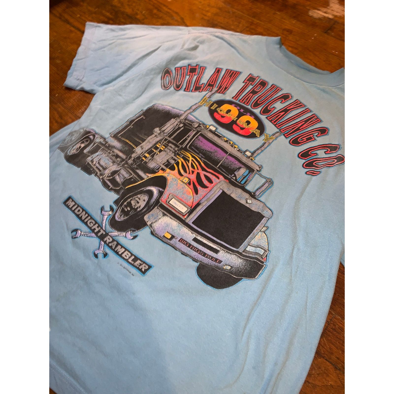 Other × Vintage Outlaw Trucking Co T-Shirt XL Light Blue Racing 1999 Size US XL / EU 56 / 4 - 3 Thumbnail
