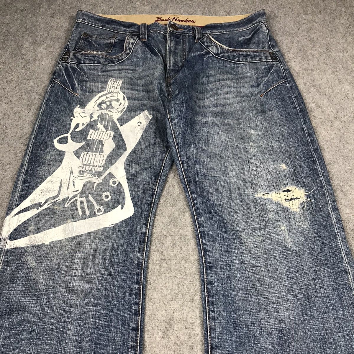 Japanese Brand BACK NUMBER JAPANESE DISTRESSED ART DENIM PANTS 142 Size US 34 / EU 50 - 3 Thumbnail