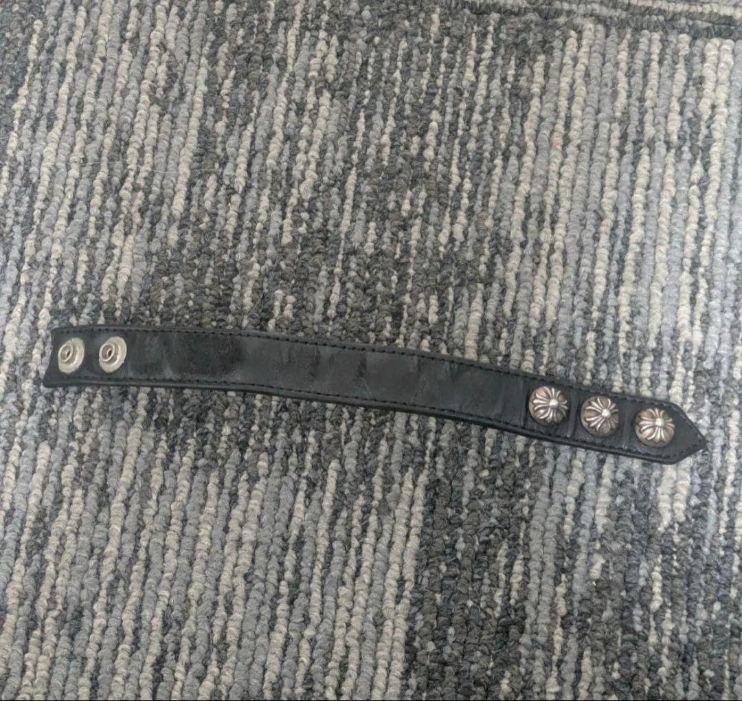 Chrome Hearts OFFER OK! CHROME HEARTS 3BTN 2SNP LEATHER BRACELET BANGLE Size ONE SIZE - 4 Thumbnail
