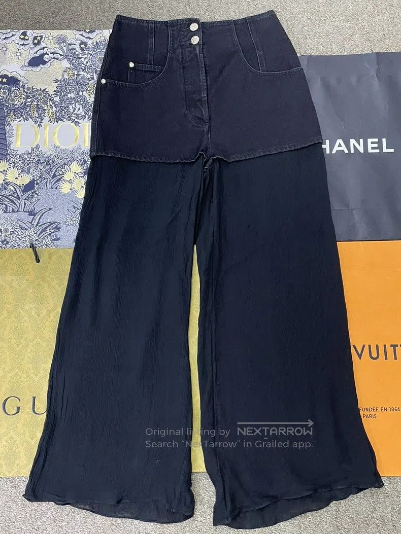 Chanel Chanel Black denim stitched mesh trousers Size 26" / US 2 / IT 38 - 1 Thumbnail
