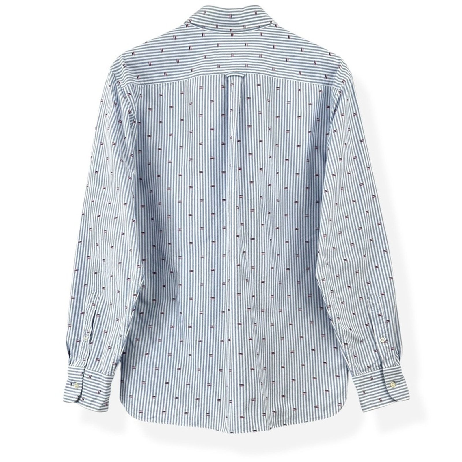 Maison Kitsune Blue & White Striped Embroidered Applique Button Up Shirt Size US XL / EU 56 / 4 - 2 Thumbnail