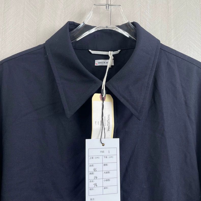 Thom Browne thom browneTB navy blue wool striped four-bar shirt jacket Size US S / EU 44-46 / 1 - 2 Thumbnail