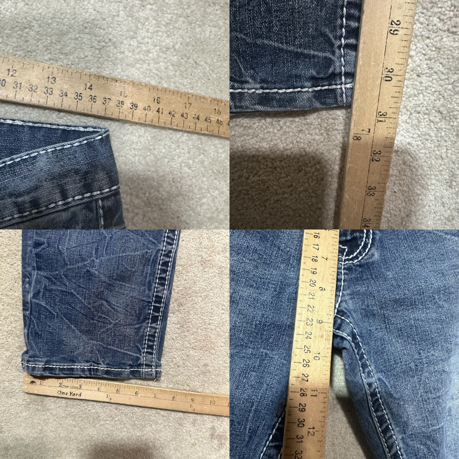 Vintage True Luck Jeans Mens 30X32 Straight Blue Stretch Denim 5-Pocket Regular Rise Distressed Cowboy Logo USA Size US 30 / EU 46 - 8 Thumbnail