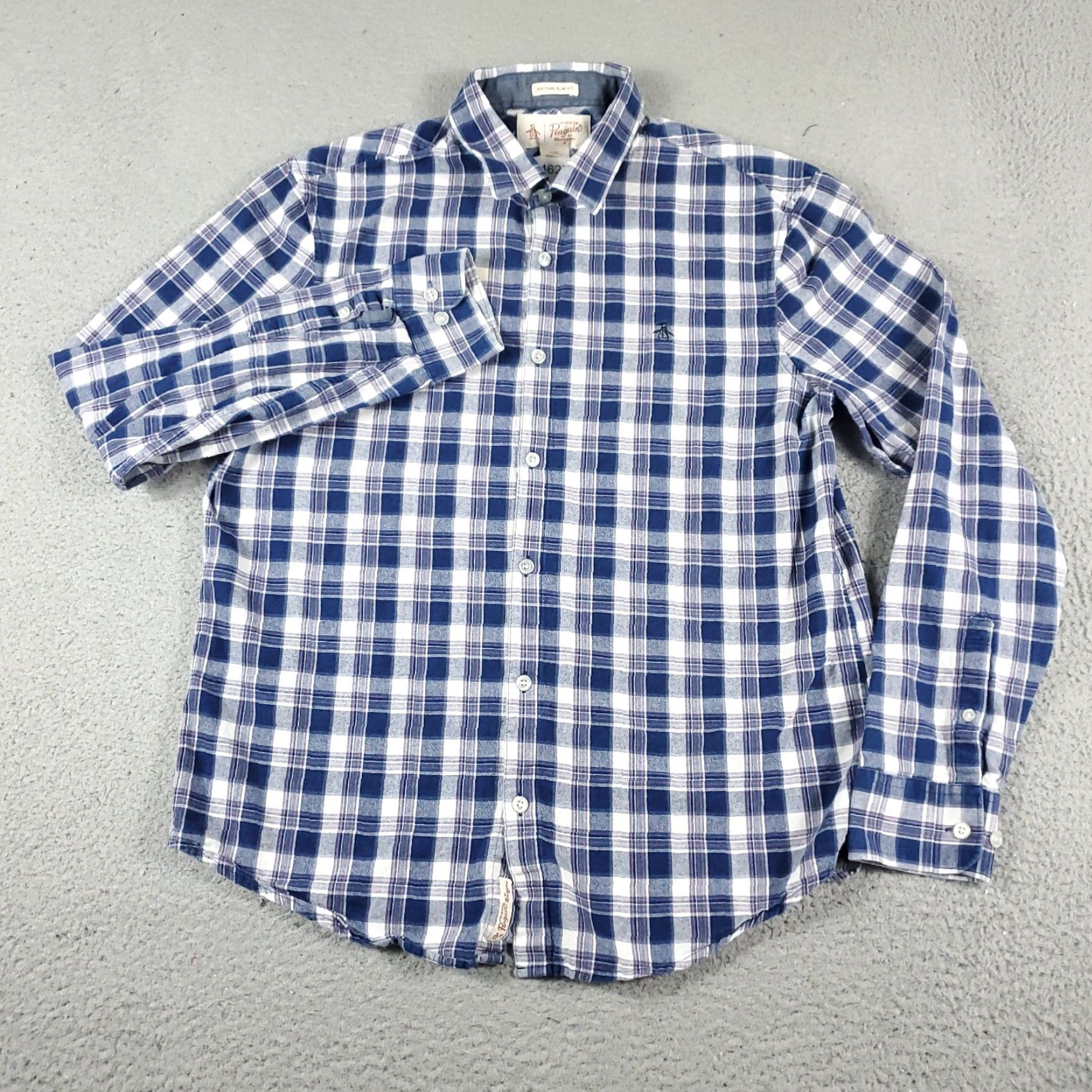 Original Penguin VINTAGE Penguin Shirt Mens Size Large Blue Plaid Button-Up Collared Long Sleeve Original Penguin Casual Casual Shirt - Men L Blue Plaid 90s/Preppy Size US L / EU 52-54 / 3 - 2 Thumbnail
