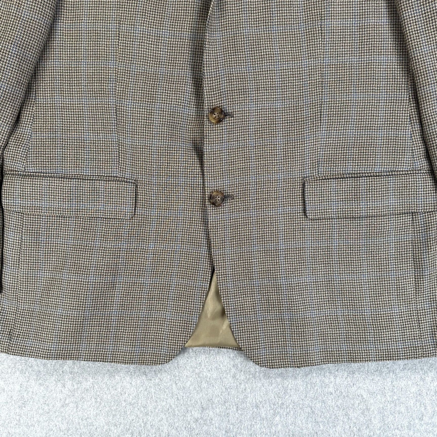 Ralph Lauren VINTAGE Ralph Lauren Blazer Sport Coat Mens 44 Brown Silk Wool Check Canada Tweed Size 44R - 3 Thumbnail