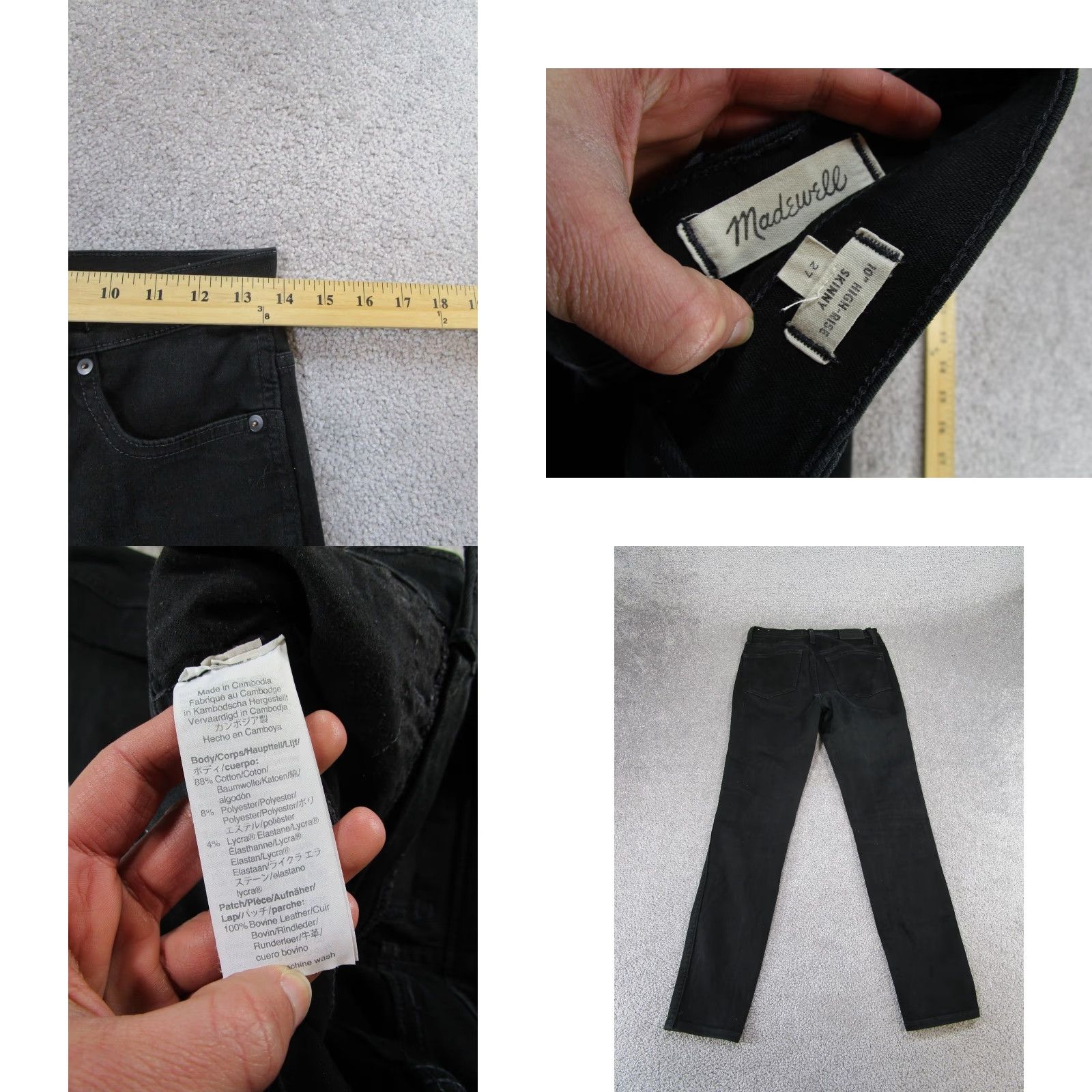 Madewell MADewell High Rise Skinny Jeans Women 27 Black Denim Charcoal Wash Size 27" / US 4 / IT 40 - 8 Thumbnail