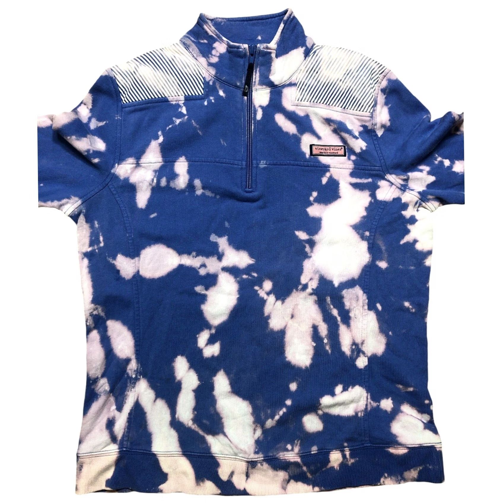 Vineyard Vines Vineyard Vines Womens Medium Tie Dye Sweatshirt Blue 1/4 Zip L/S Casual Pullover Preppy Whale Classic Size M / US 6-8 / IT 42-44 - 2 Thumbnail