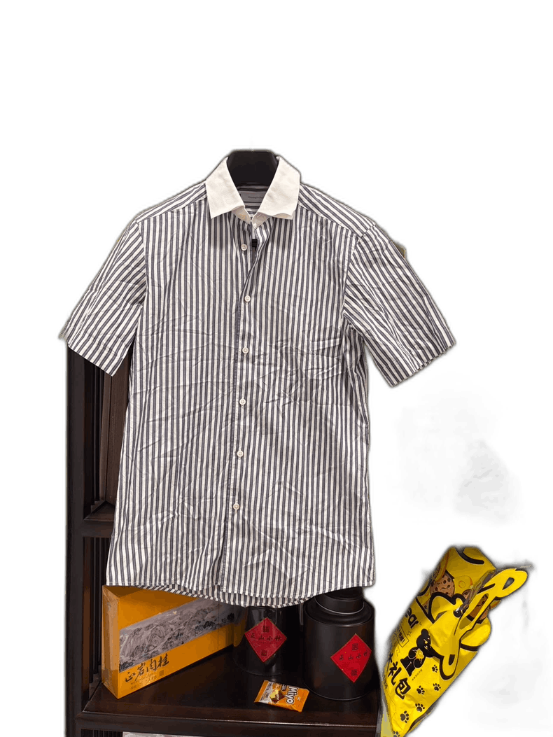 Ermenegildo Zegna Short Sleeve Shirt with Double Collar Size US S / EU 44-46 / 1 - 1 Thumbnail