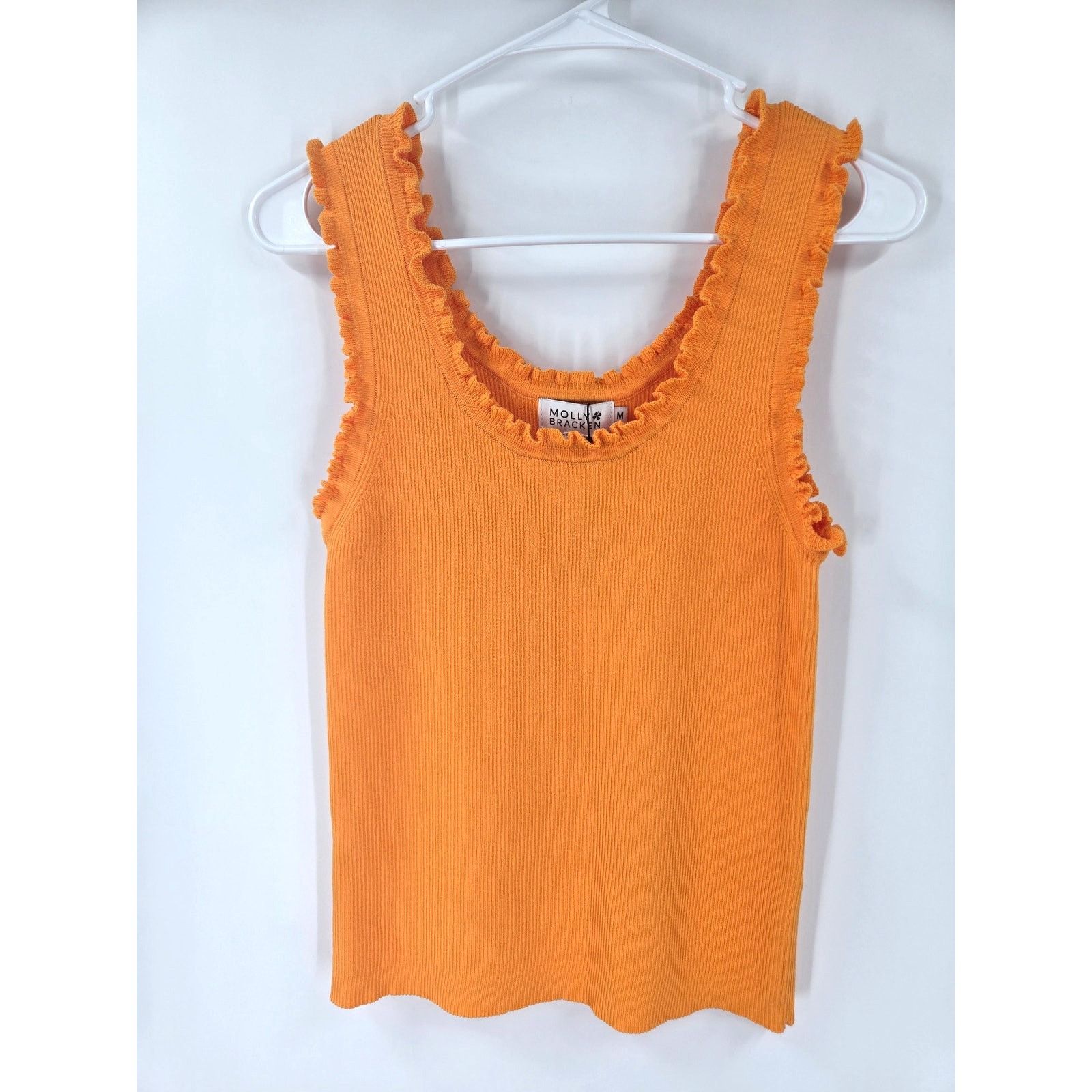 Other NEW Molly Bracken Ribbed Tank Top with Ruffles Orange Medium Size M / US 6-8 / IT 42-44 - 4 Thumbnail