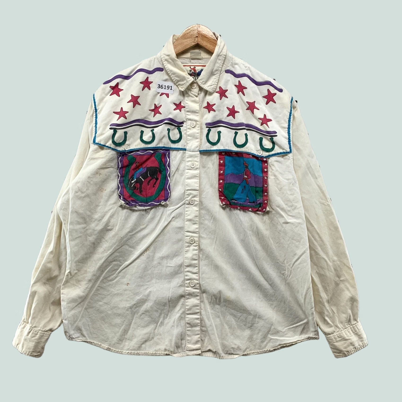 Vintage VINTAGE I Love Cowboys Shirt Womens XL White Long Sleeve Button Western Size XL / US 12-14 / IT 48-50 - 1 Thumbnail