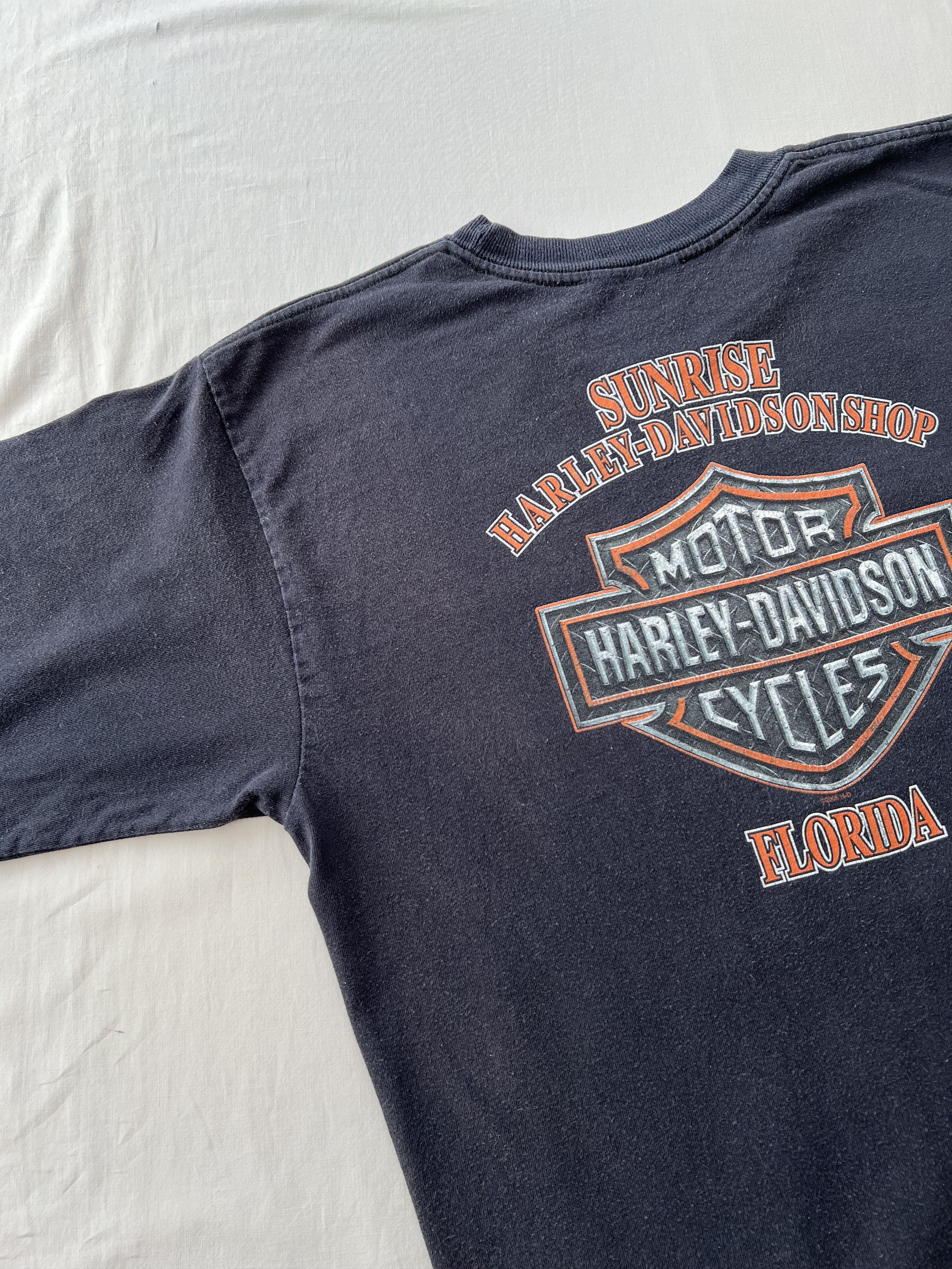 Harley Davidson Vintage 2006 Harley Davidson Eagle Fire Flame Black T-shirt Size US L / EU 52-54 / 3 - 17 Thumbnail