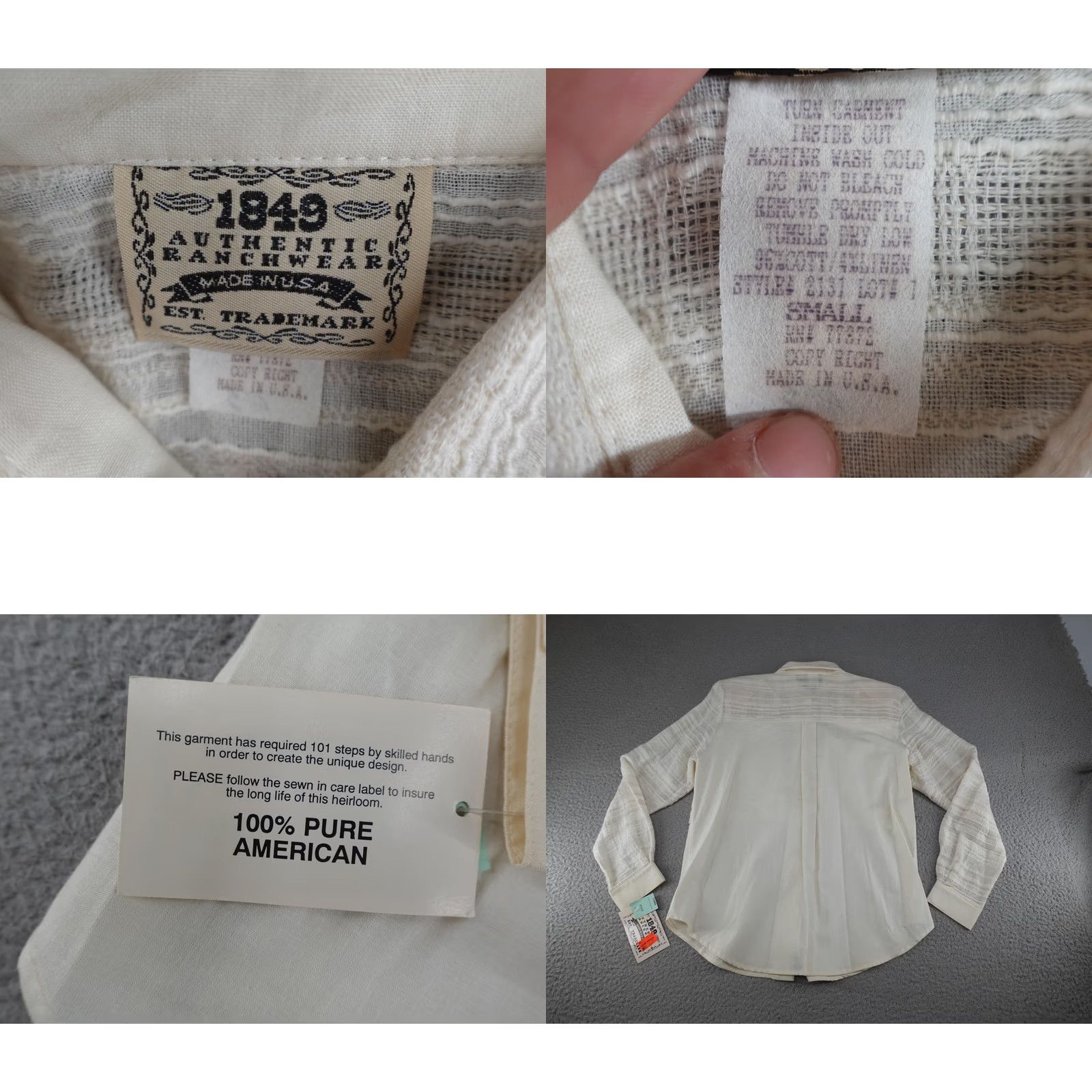 DANCER VINTAGE 1849 Authentic Ranchwear Shirt Womens Small White Western Square Dance Size S / US 4 / IT 40 - 8 Thumbnail