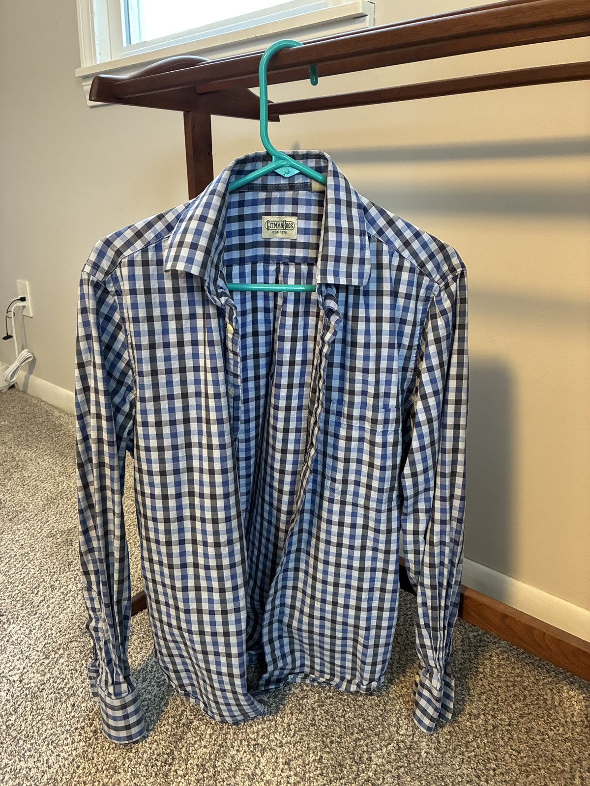 Gitman Bros. Vintage Gitman Bros Vintage blue black checkered long sleeve Size US M / EU 48-50 / 2 - 1 Thumbnail