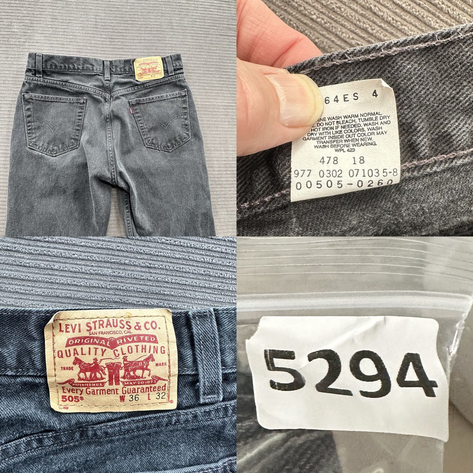 Levi's Levi's 505 Jeans Men 34 Regular Black Denim Straight Leg Vintage No Size US 34 / EU 50 - 8 Thumbnail