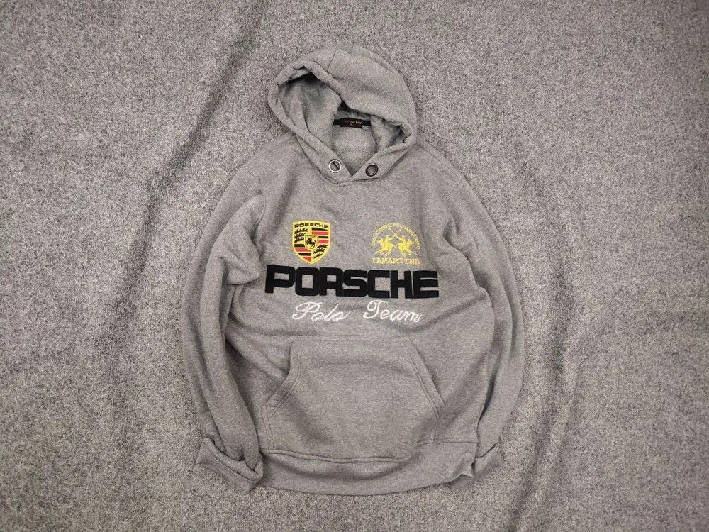 Vintage Vintage Porsche Polo Team La martina Logo Gray Hoodie Y2K Size US L / EU 52-54 / 3 - 1 Thumbnail