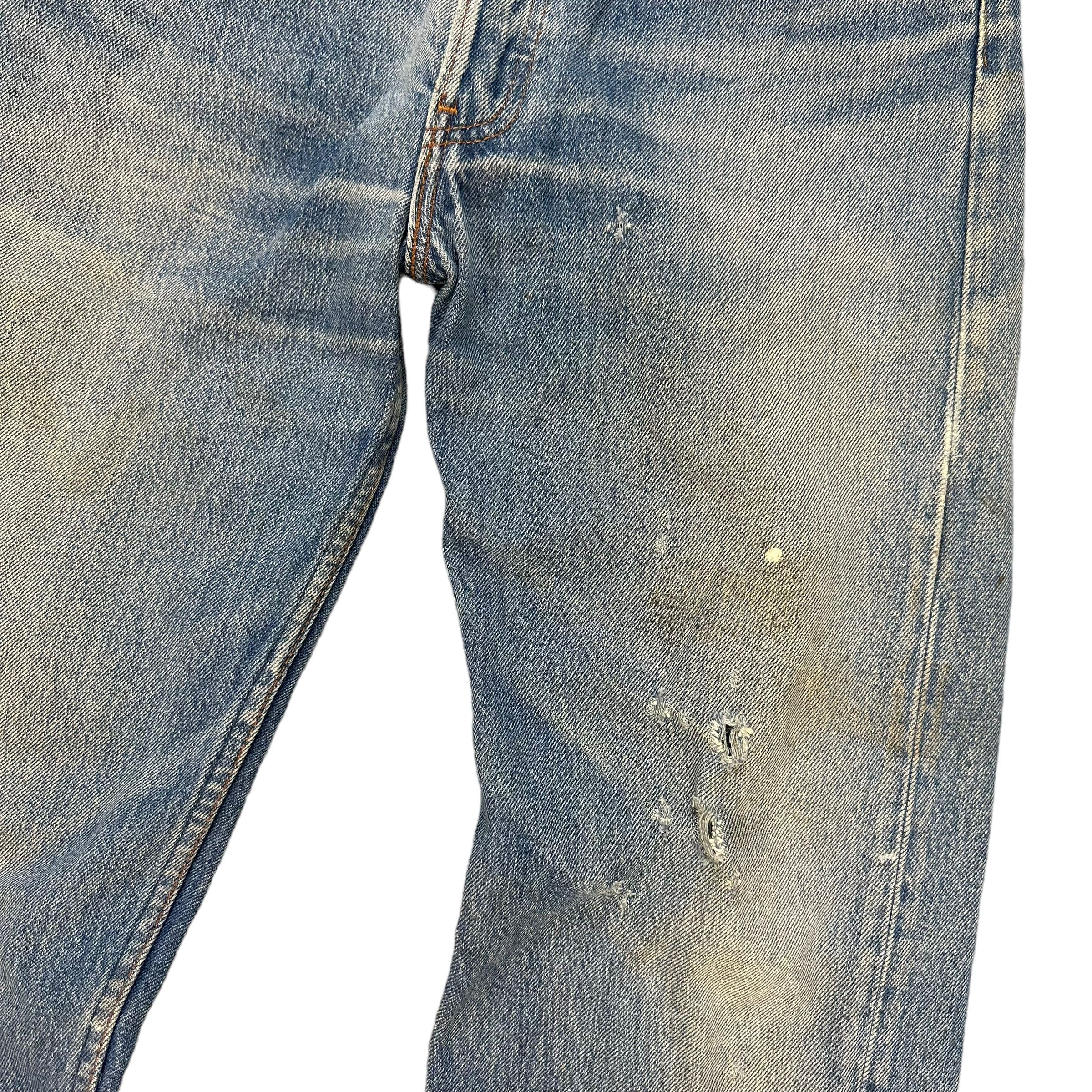 Levi's Vintage Clothing TRASHED🔥 LEVIS 501 FLY BUTTON DISTRESS DENIM PANT #8098-203 Size US 31 - 7 Thumbnail