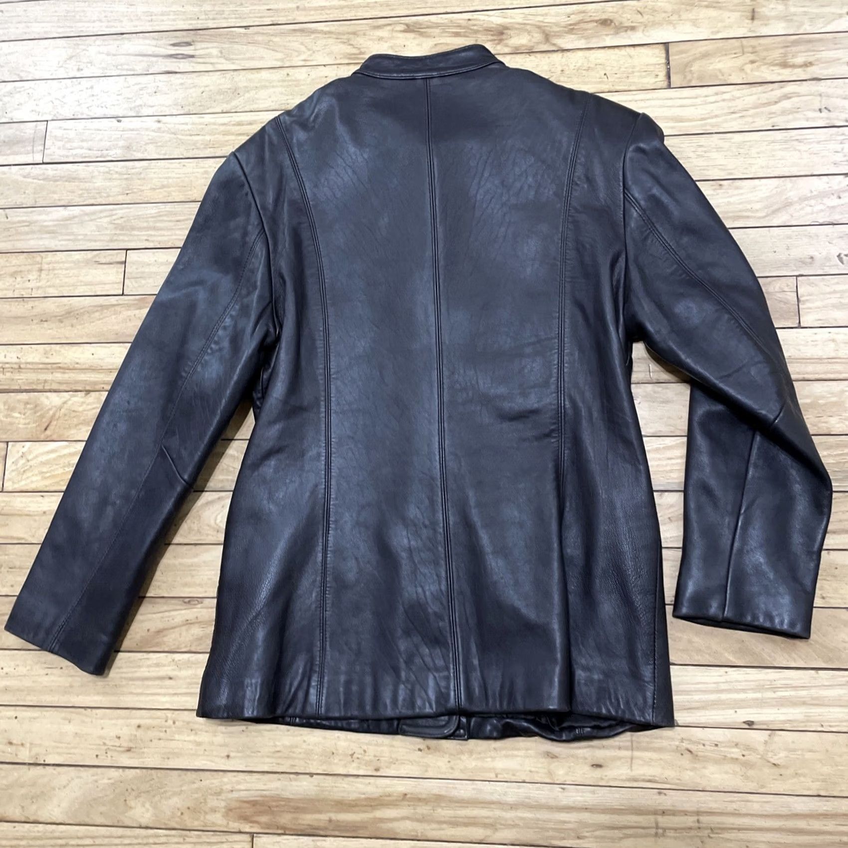 Vintage VINTAGE Suzie's Fashion Leather Jacket Women L 90s Mocha Chocolate Black Chore Coat Mock Neck Parka Size L / US 10 / IT 46 - 3 Thumbnail