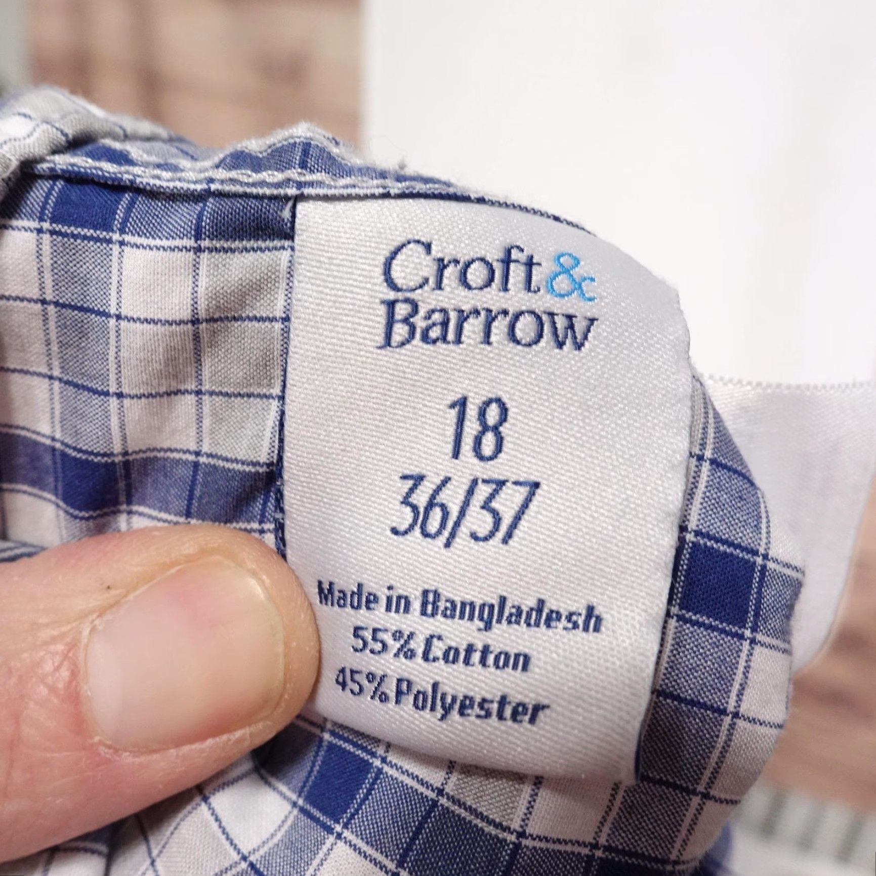 Croft & Barrow Croft & Barrow Shirt Mens 18 36/37 Blue Plaid Easy Care Classic Fit Long Sleeve Size US XXL / EU 58 / 5 - 6 Thumbnail