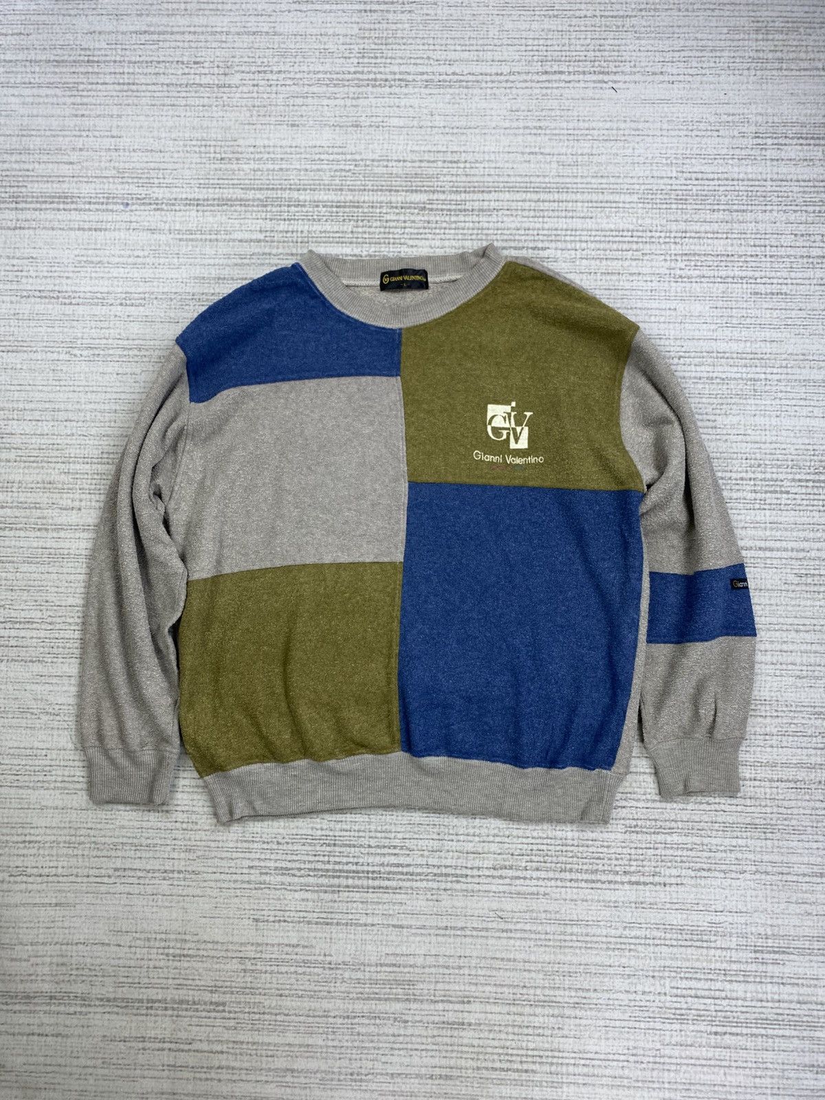 Designer × Gianni Valentino × Vintage Vtg 90s Gianni Valentino Nice Colour Block Sweatshirt Size US L / EU 52-54 / 3 - 1 Thumbnail