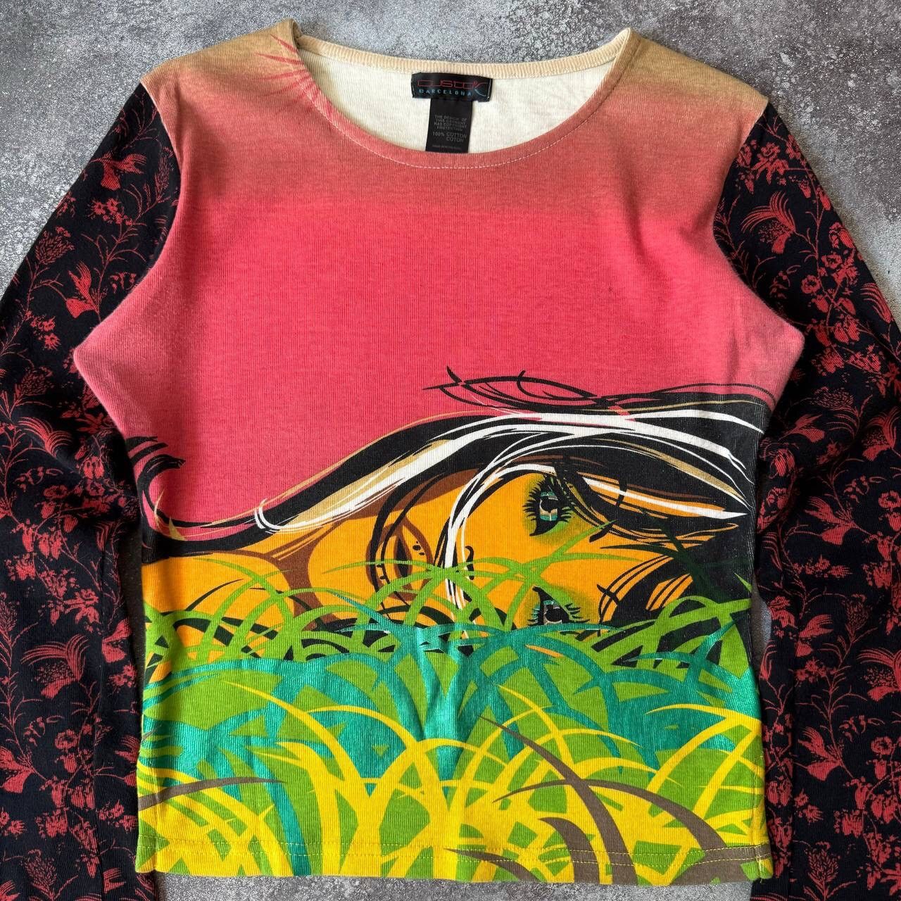 Custo Barcelona × Vintage Custo Barcelona Y2K Lady Printed Long Sleeve Top Size S / US 4 / IT 40 - 8 Thumbnail