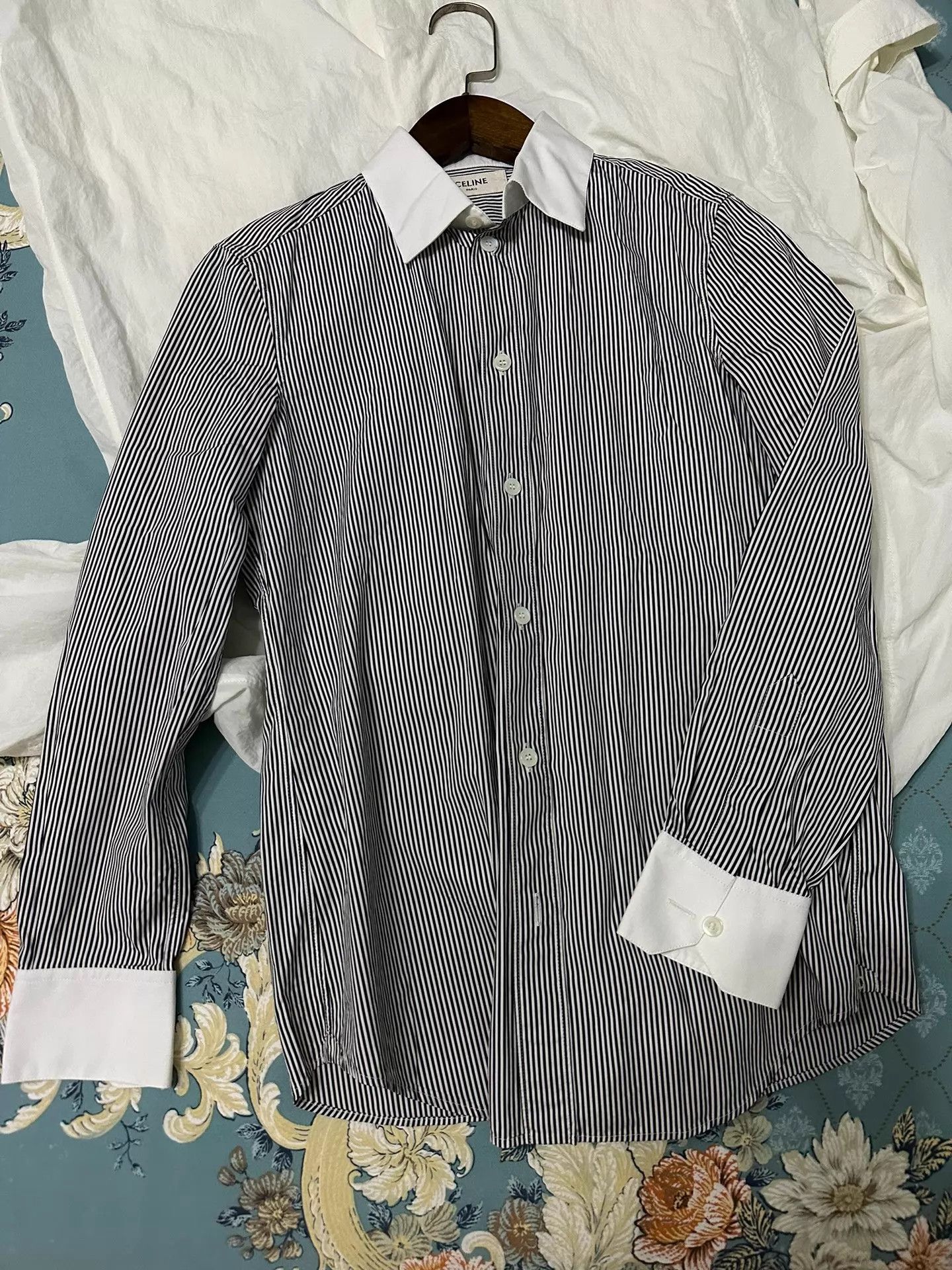 Celine Celine B&W Stripe Shirt 2w1w 95new Size XXS / US 00 / IT 34 - 2 Thumbnail