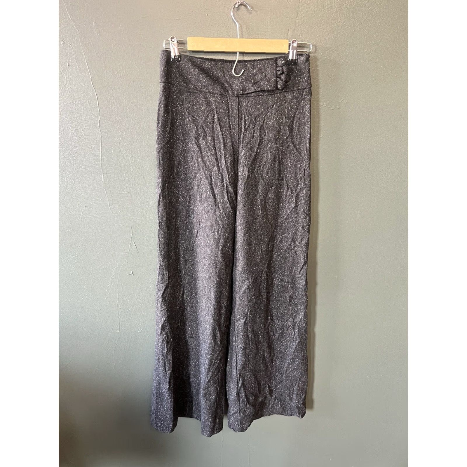 Trina Turk Trina Turk Pants Women's Black Tweed Wool Blend High Rise Wide Leg Trouser Dress Pants 2 Regular Inseam 28 in-30 in Size 26" / US 2 / IT 38 - 2 Thumbnail
