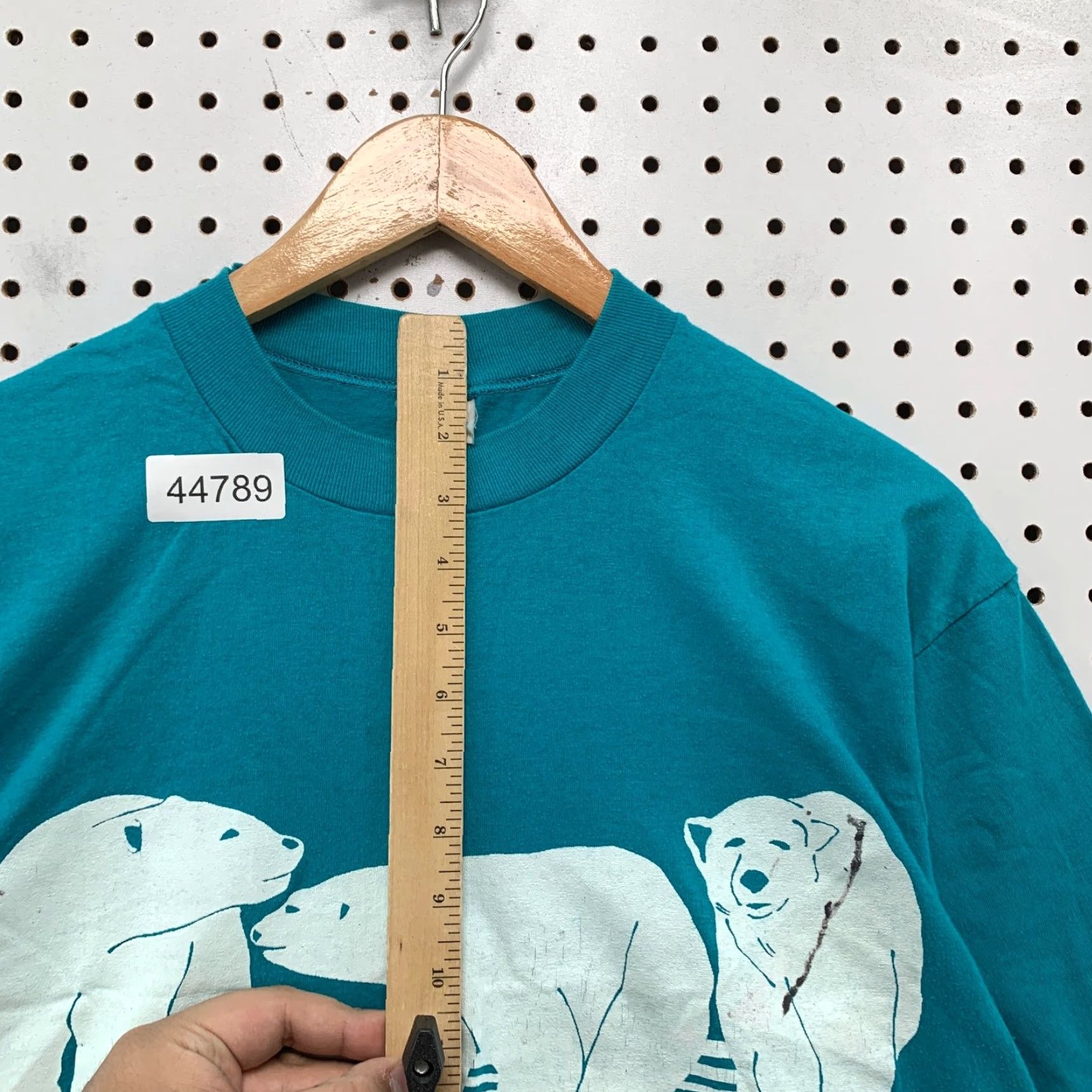 VINTAGE Spruce Alaska Graphic T-Shirt Mens XL Teal Blue Polar Bear Shirt 70s 80s Cotton Made USA