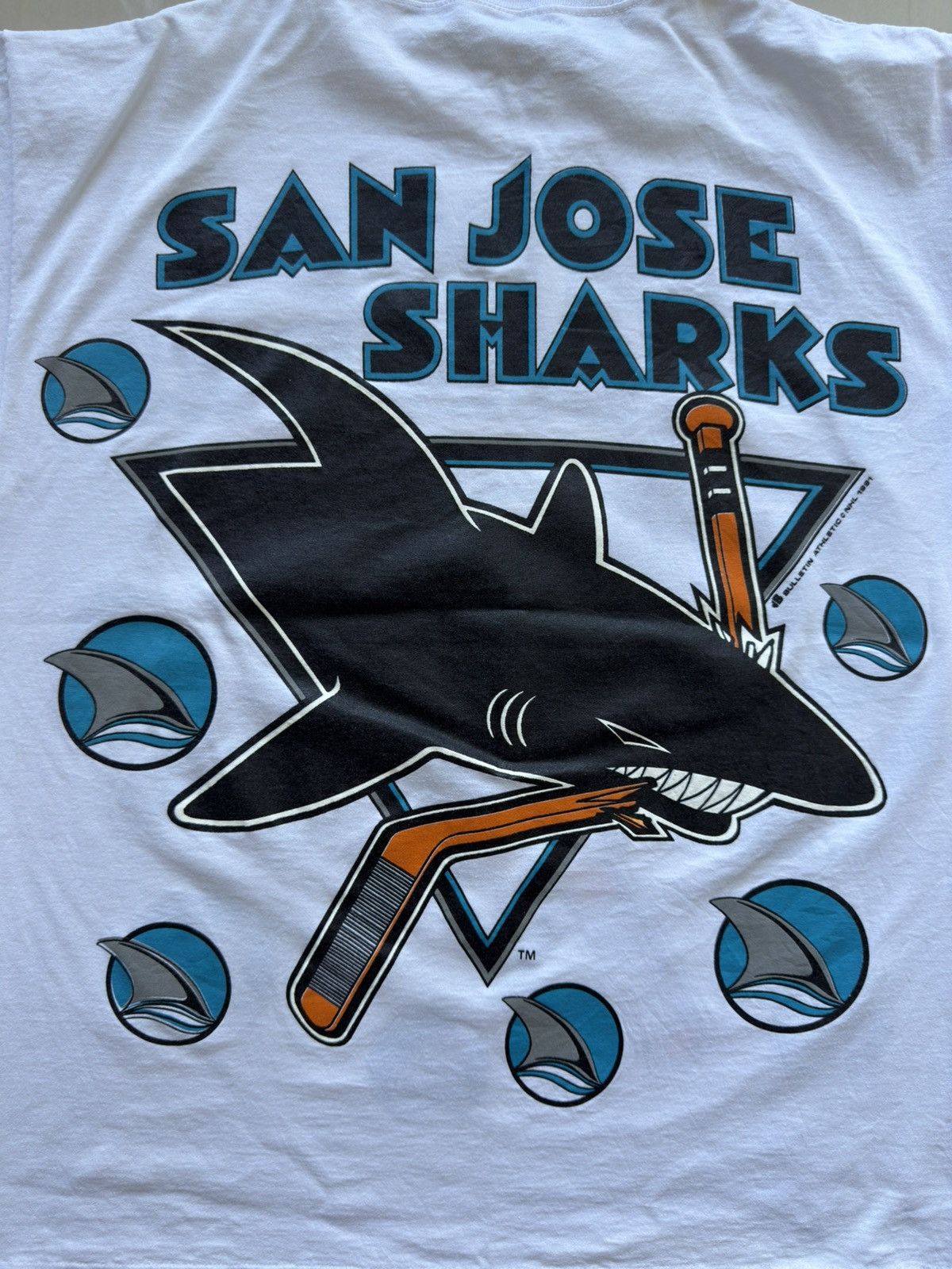 NHL 1991 San Jose Sharks 90s Ice Hockey Bulletin Athletic Shirt Size US XL / EU 56 / 4 - 4 Thumbnail