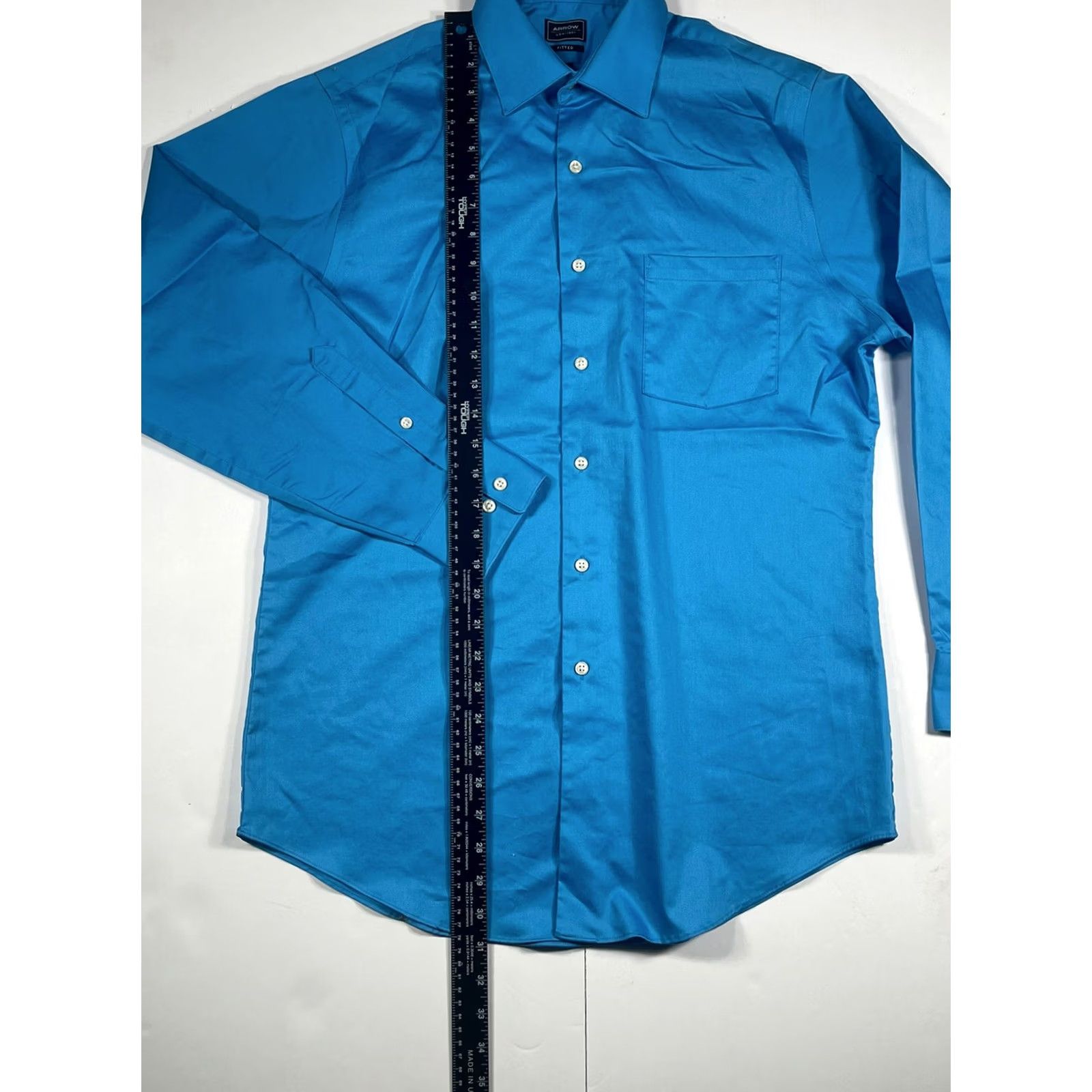 Arrow Arrow Shirt Mens S Blue USA Fitted ButtonUp LongSleeves Dress Size 36R - 2 Thumbnail