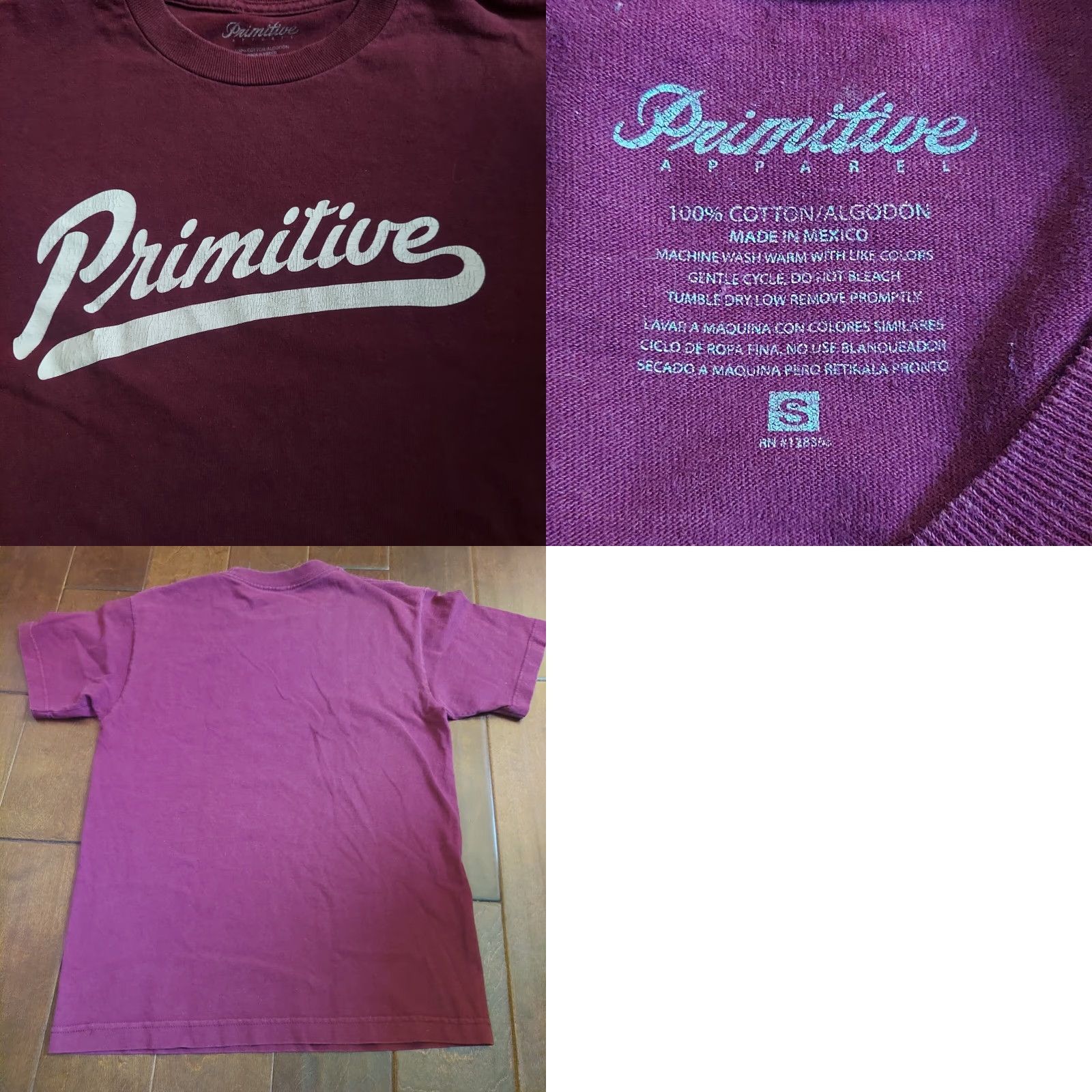 Primitive Primitive CALDWELL TEE Burgundy White Screenprint Men's T-shirt S - 100% Cotton, Crew Neck, Short Sleeve, Logo Brand, Regular Fit, Mexico Size US S / EU 44-46 / 1 - 8 Thumbnail