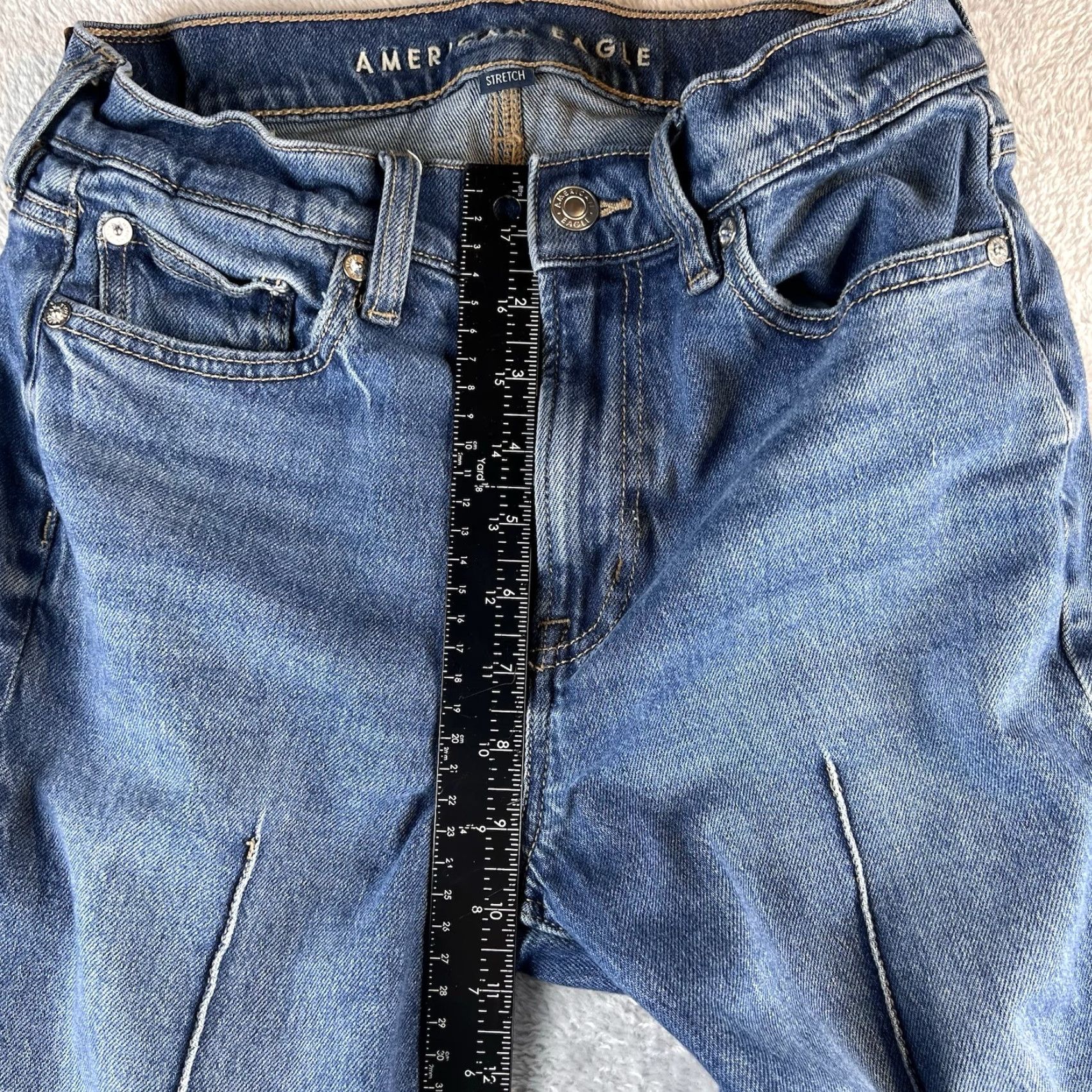 Vintage American Eagle Jeans Womens 4 Regular Light Blue 5-Pocket Zip Super High Rise Ankle Straight Preppy Denim 26x27 Regular Rise Plain No N/A Size 27" / US 4 / IT 40 - 5 Thumbnail