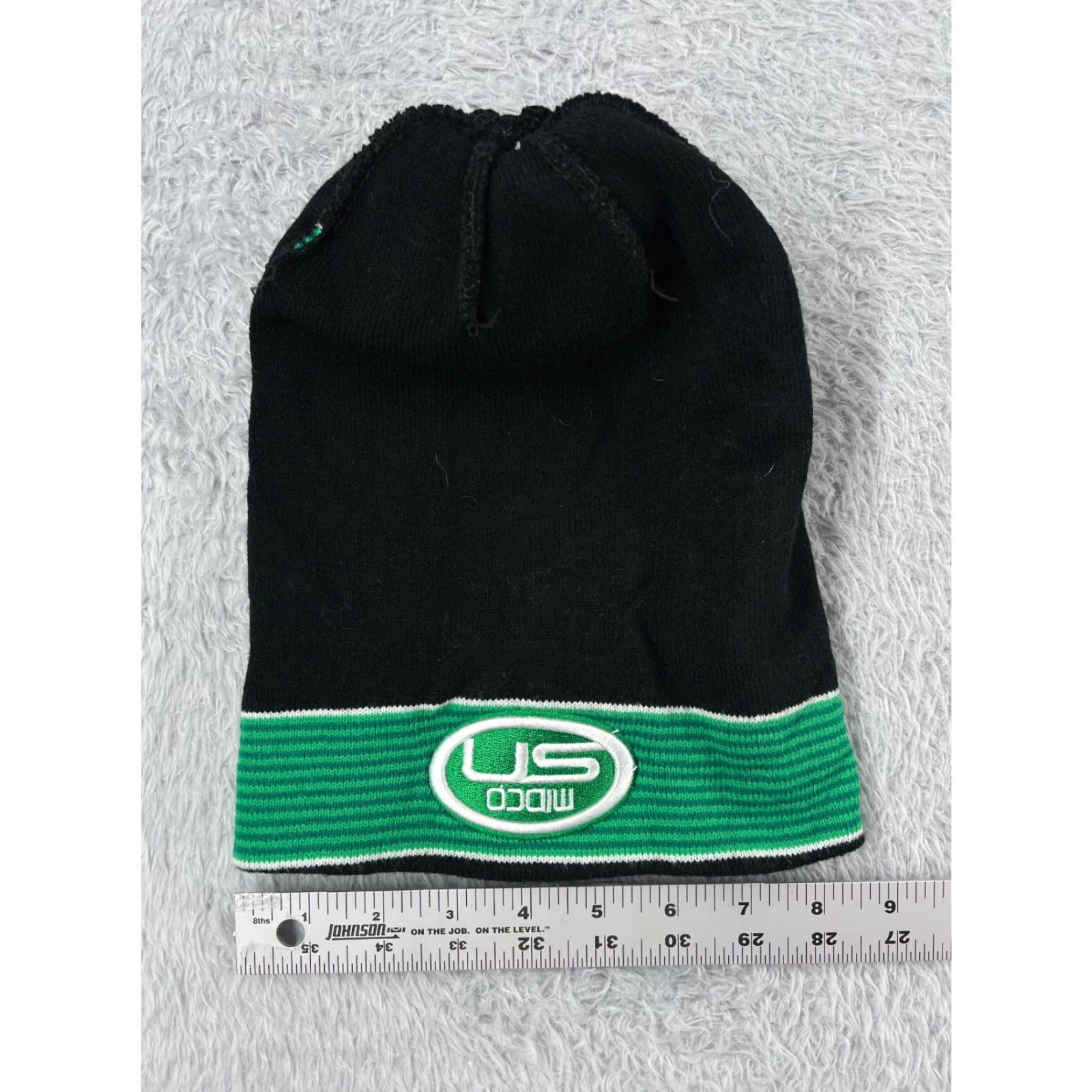 Vintage Midco Sports Beanie Toque Adult One Size Green Black Stripe Knit Acrylic Ski Pom Size ONE SIZE - 6 Thumbnail