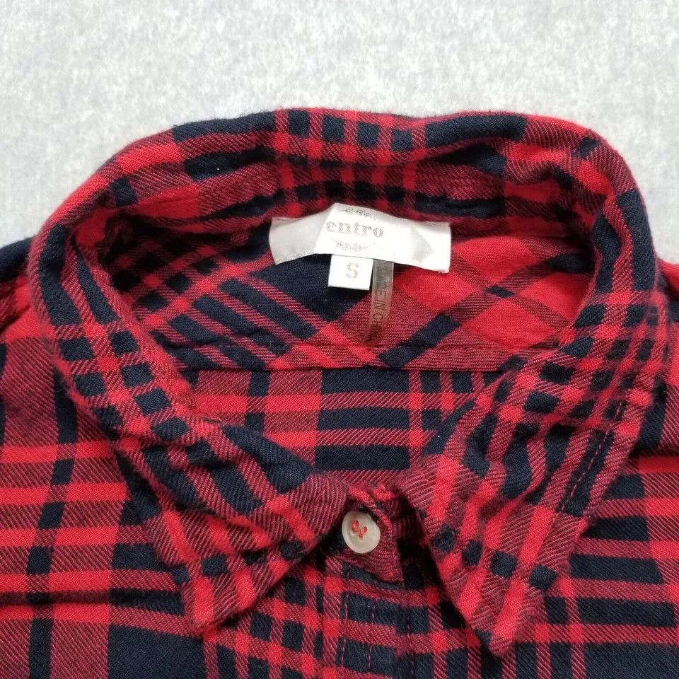 Other Entro Shirt Womens Small Red Plaid Button Up Oversized Size S / US 4 / IT 40 - 7 Thumbnail