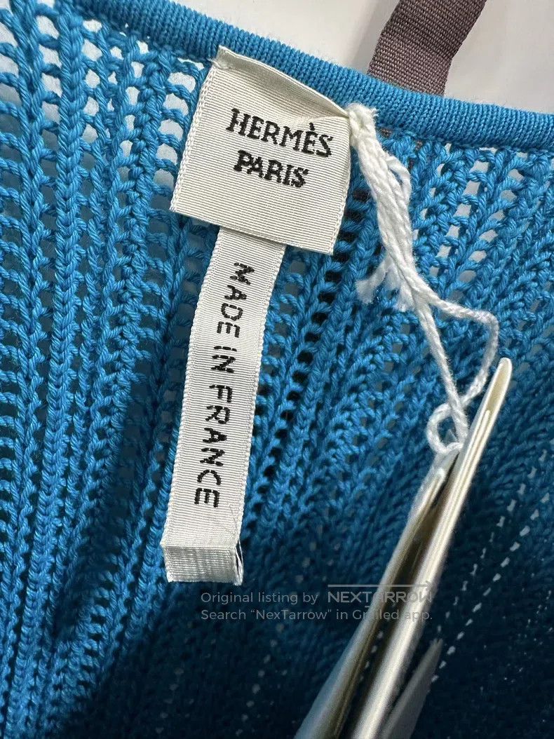 Hermes Velvet lamb leather dress with classic blue color a