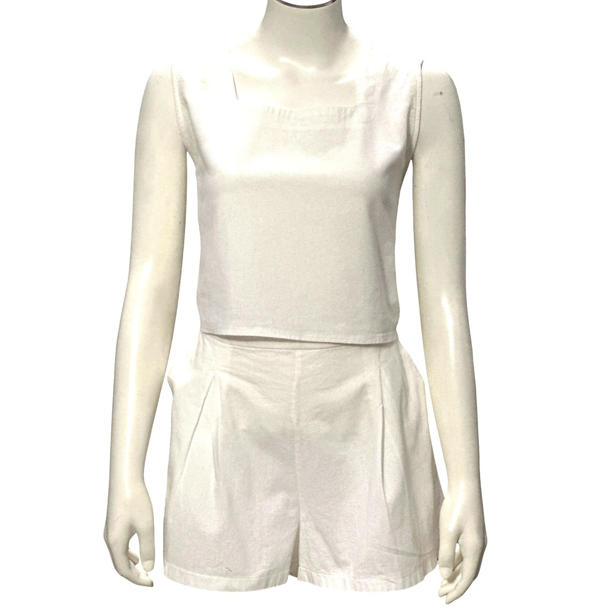 Other CCC Sleeveless White Two Piece Set Top Shorts Classic Summer Size M / US 6-8 / IT 42-44 - 2 Thumbnail