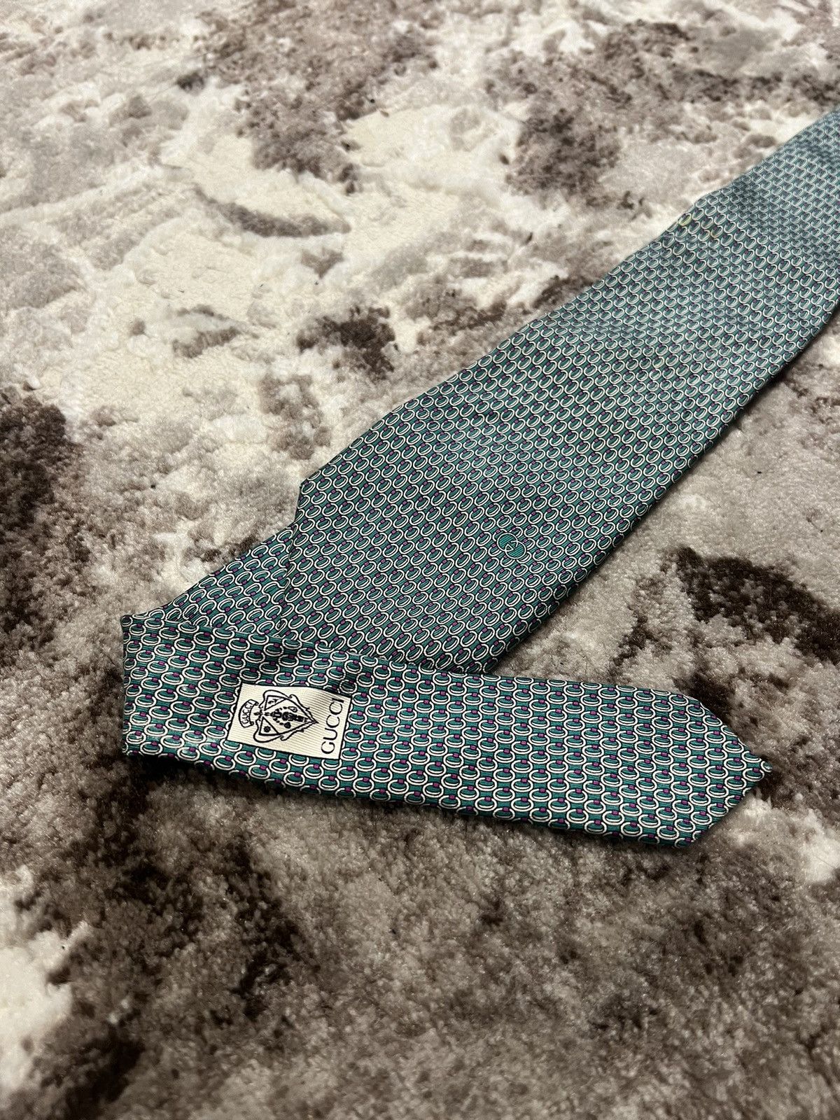Gucci Vintage Gucci Silk monogram tie Size ONE SIZE - 3 Thumbnail