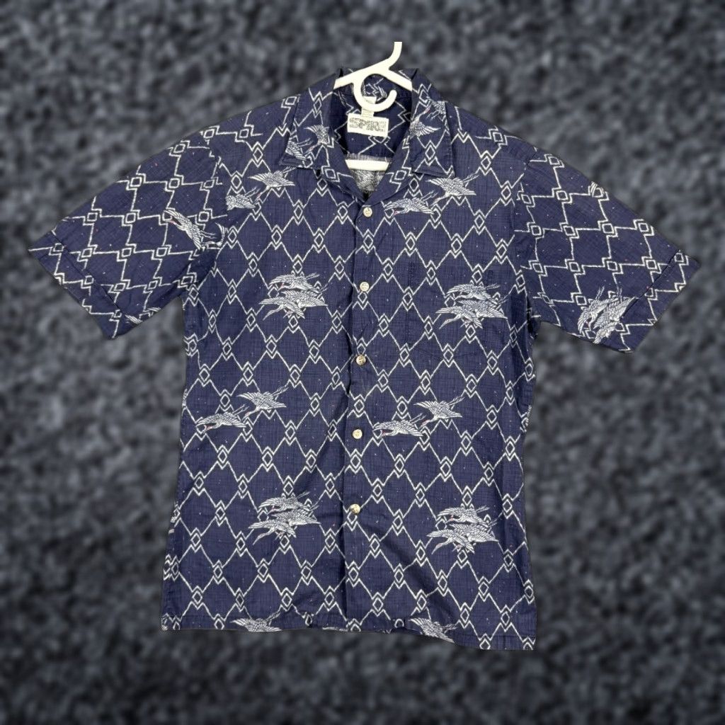 Vintage VINTAGE SPIRE California Shirt Mens Medium Blue Button-Front Abstract AOP Birds M shirts blue casual 1890s disco Size US M / EU 48-50 / 2 - 1 Thumbnail
