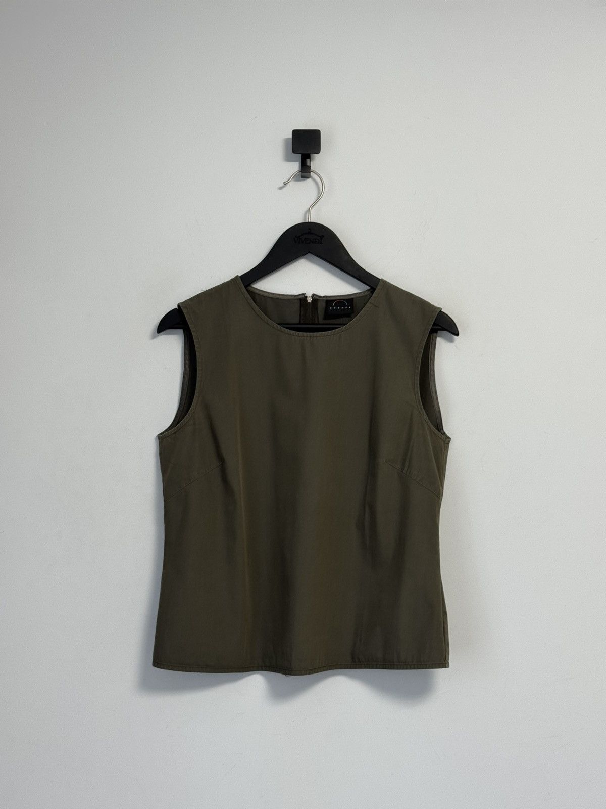 Bogner BOGNER Olive Green Shell Top Sleeveless Blouse Tank Shirt Size S / US 4 / IT 40 - 1 Thumbnail
