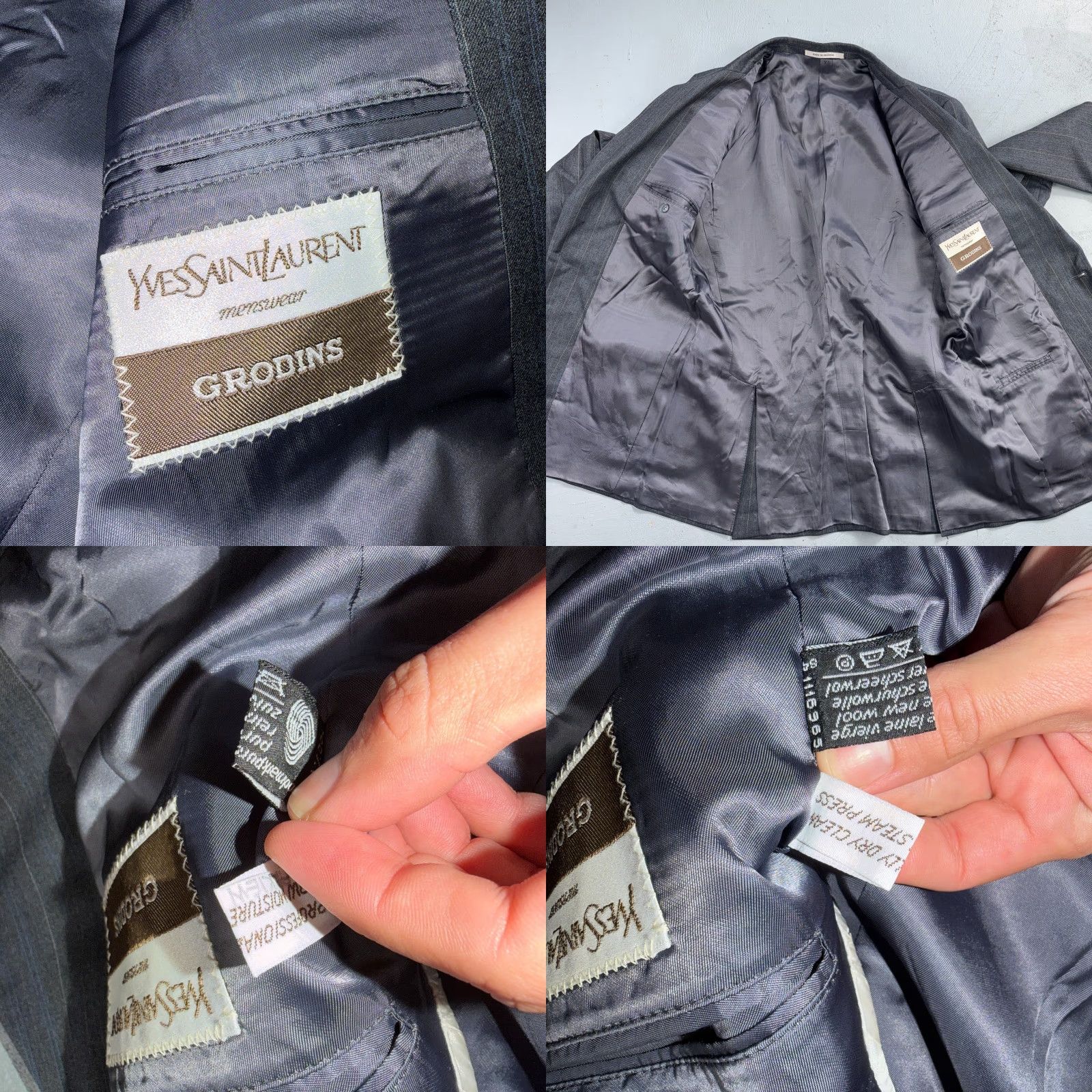 Yves Saint Laurent VINTAGE Saint Laurent YSL Gray Grodin Wool Blazer Jacket 38 Two-Button Notch Lapel Single-Breasted Size 38R - 8 Thumbnail