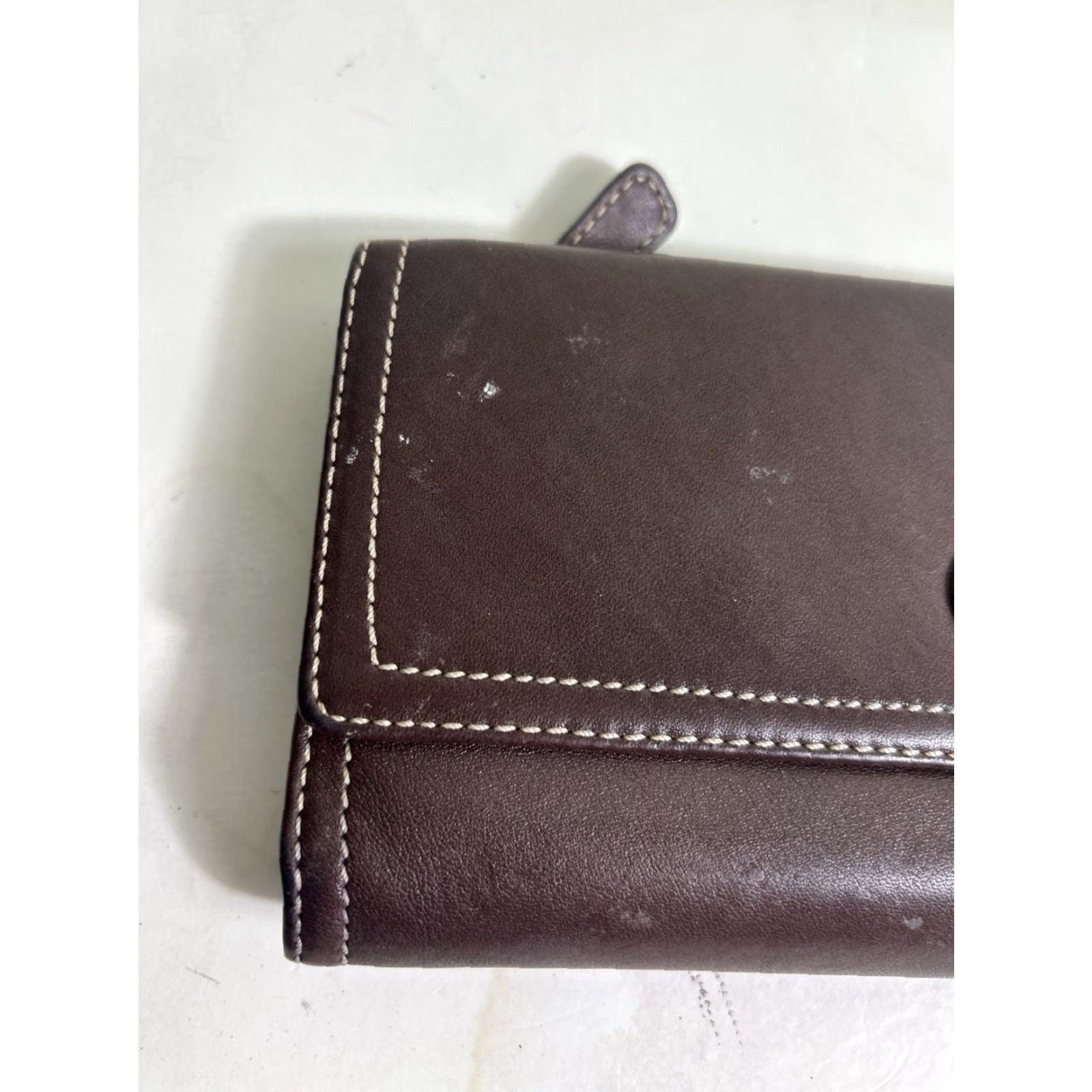 Coach Coach Wallet Brown Leather Bifold Clutch Button Snap 8x4 Women Stains Photos Size ONE SIZE - 4 Thumbnail