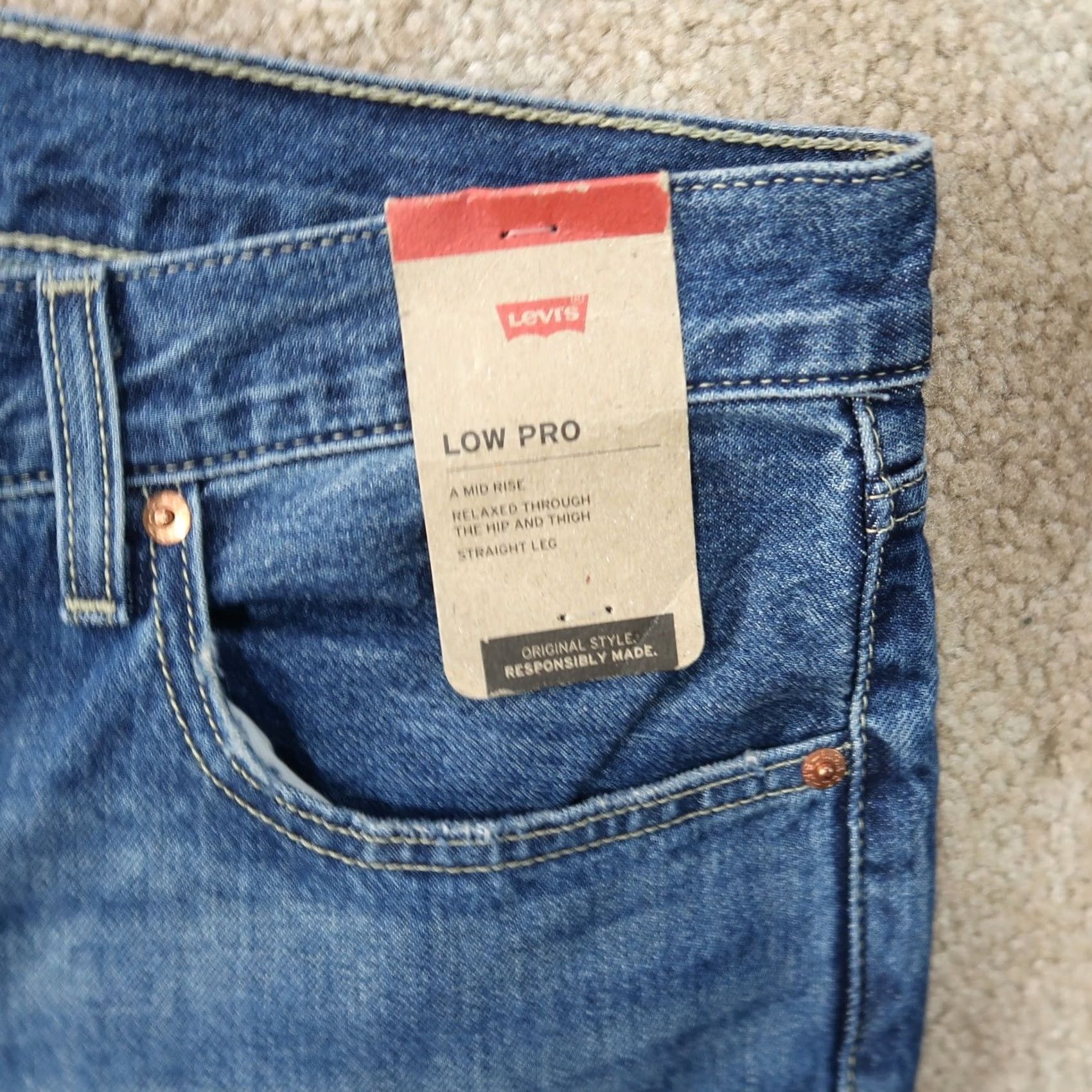 Levi's Levi's Low Pro Straight Jeans Women's 32 Blue Distressed Denim NEW Size 24" / US 00 / IT 34 - 4 Thumbnail