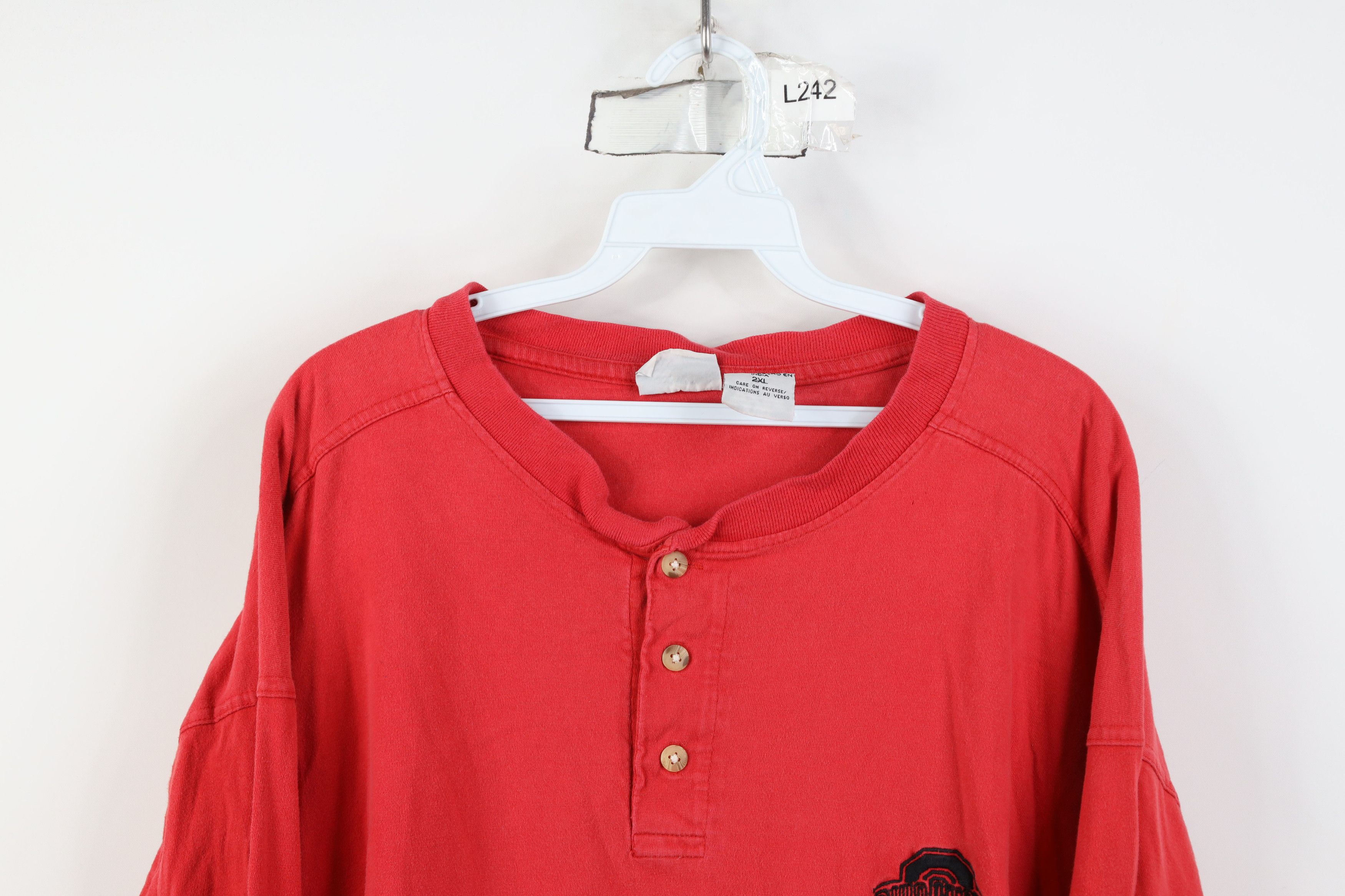 Vintage Vintage 90s Ohio State University Long Sleeve Henley T-Shirt Size US XXL / EU 58 / 5 - 2 Thumbnail