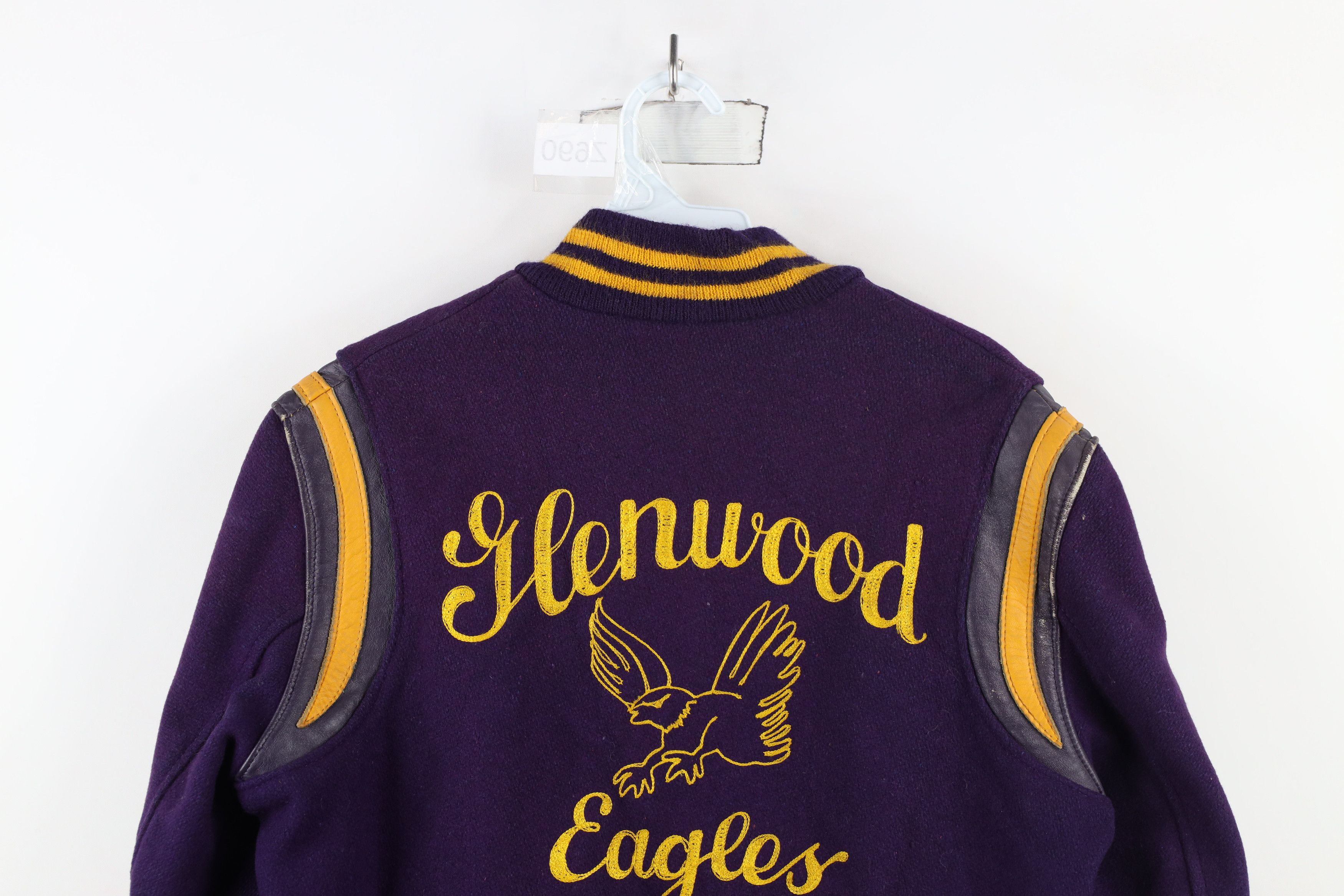 Vintage Vintage 80s Chainstitch Eagle Wool Leather Varsity Jacket Size US L / EU 52-54 / 3 - 13 Thumbnail