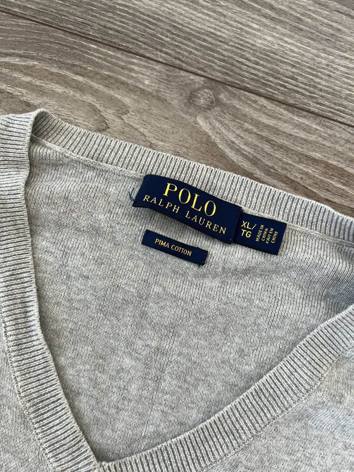 Designer ‼️POLO RALPH LAUREN KNIT LOGO PIMA COTTON V NECK SWEATER‼️ Size US XL / EU 56 / 4 - 9 Thumbnail