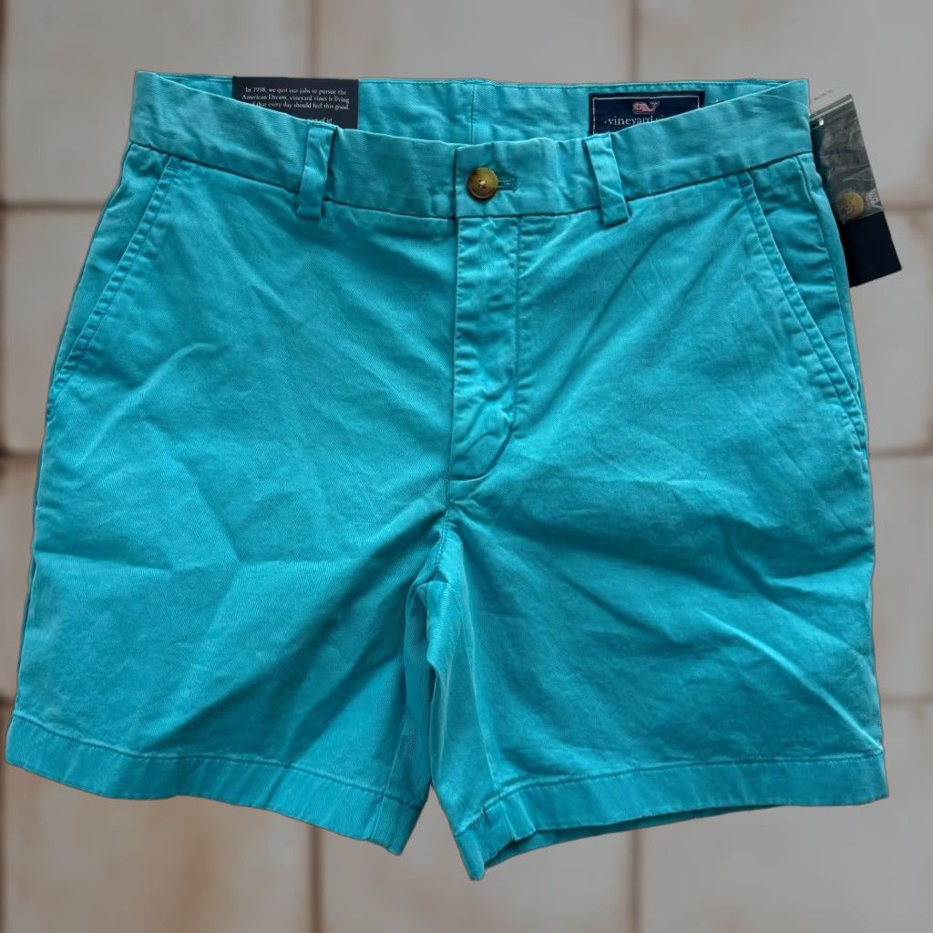 Vineyard Vines Vineyard Vines Men Short 30 Inseam 7 Classic Fit Breaker Blue Cyan Chino Flat Front Regular Size 30 NWT Size US 30 / EU 46 - 1 Thumbnail