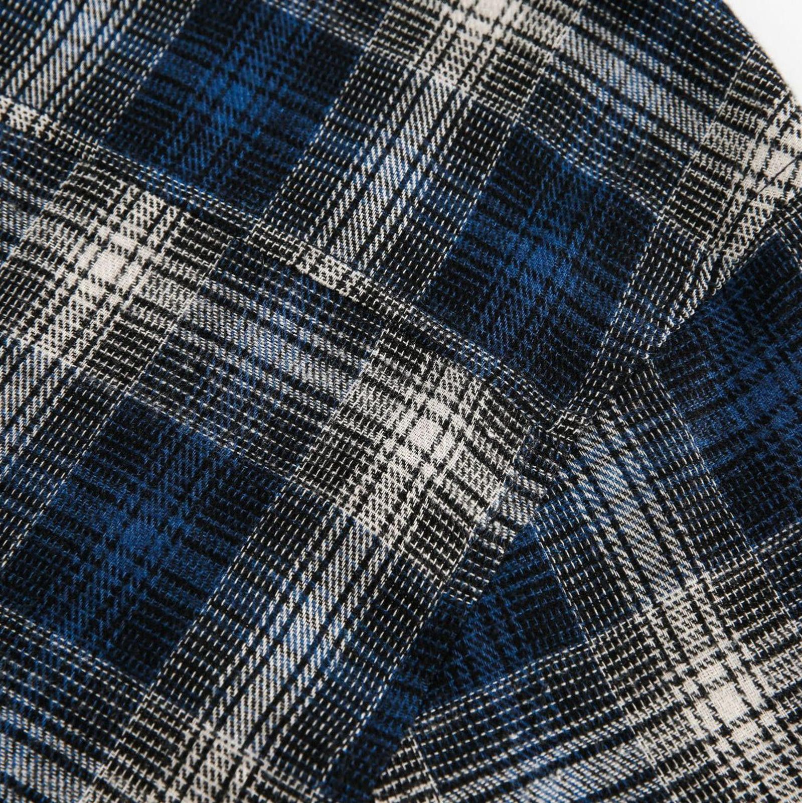 Japanese Brand Blue Black Plaid Hooded Casual Shirt, Button-Up Shirt Size US M / EU 48-50 / 2 - 4 Thumbnail