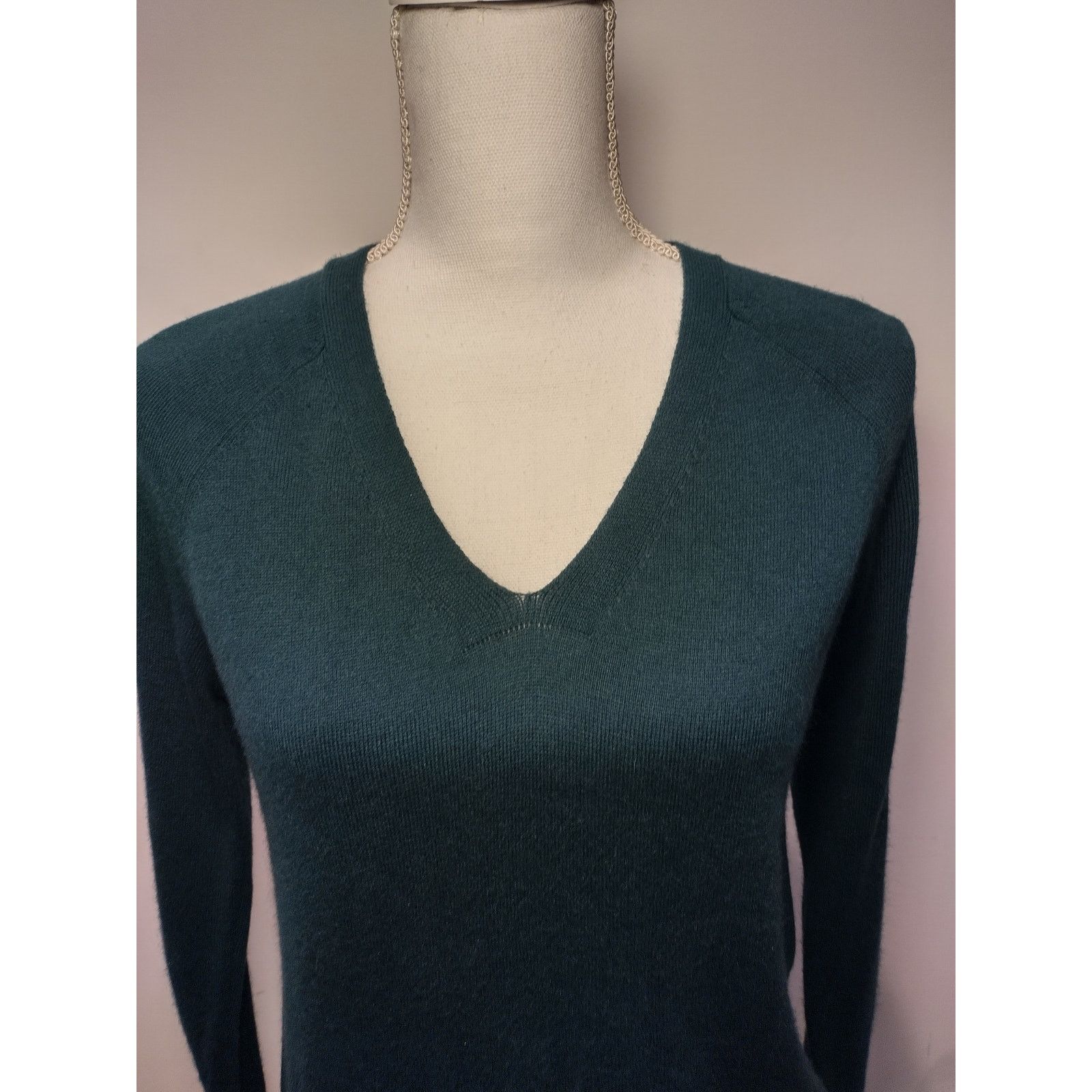 Loft Loft Womens V-Neck Sweater Long Sleeve Ribbed Pullover Green Size XS / US 0-2 / IT 36-38 - 3 Thumbnail
